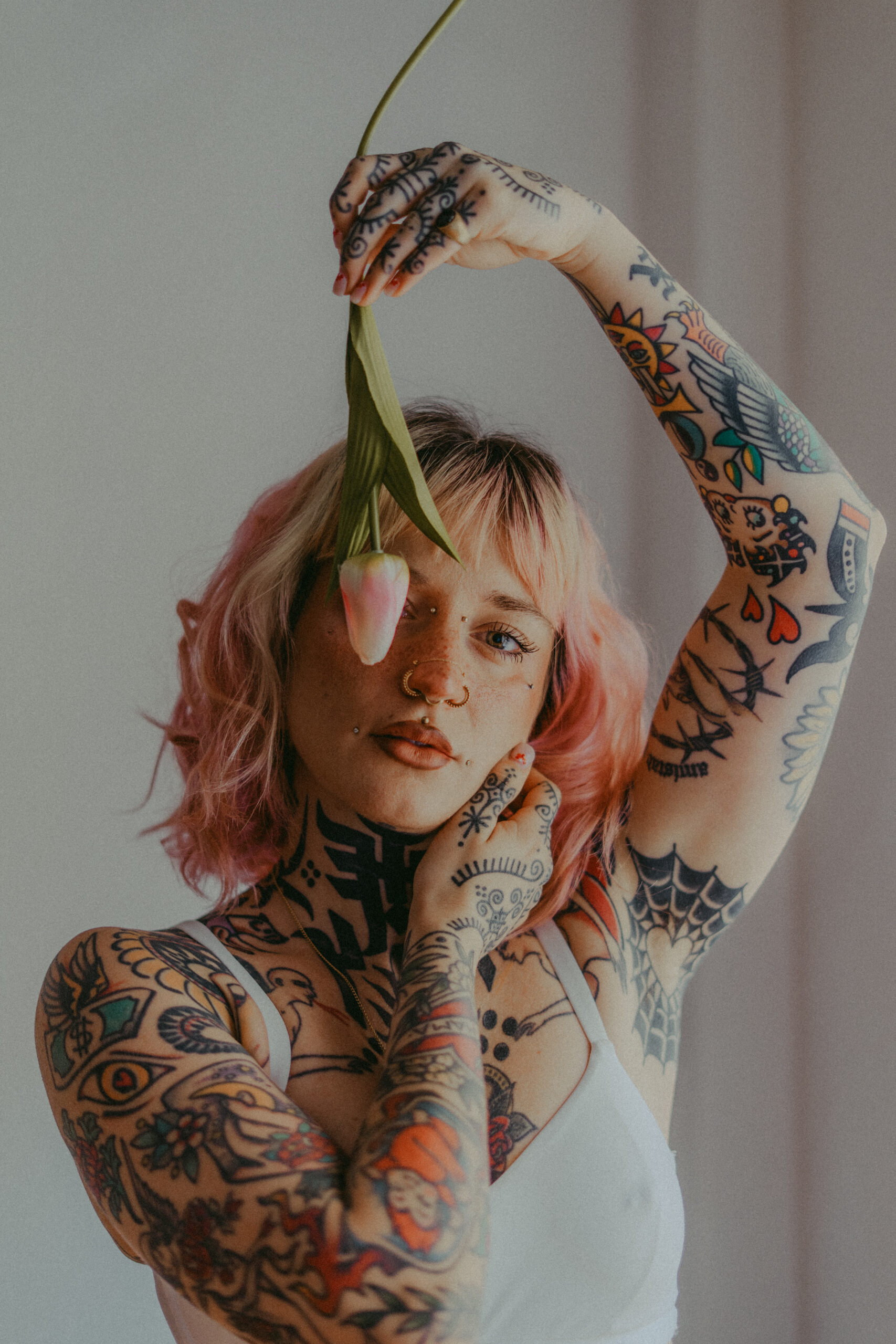 Floral lingerie photoshoot