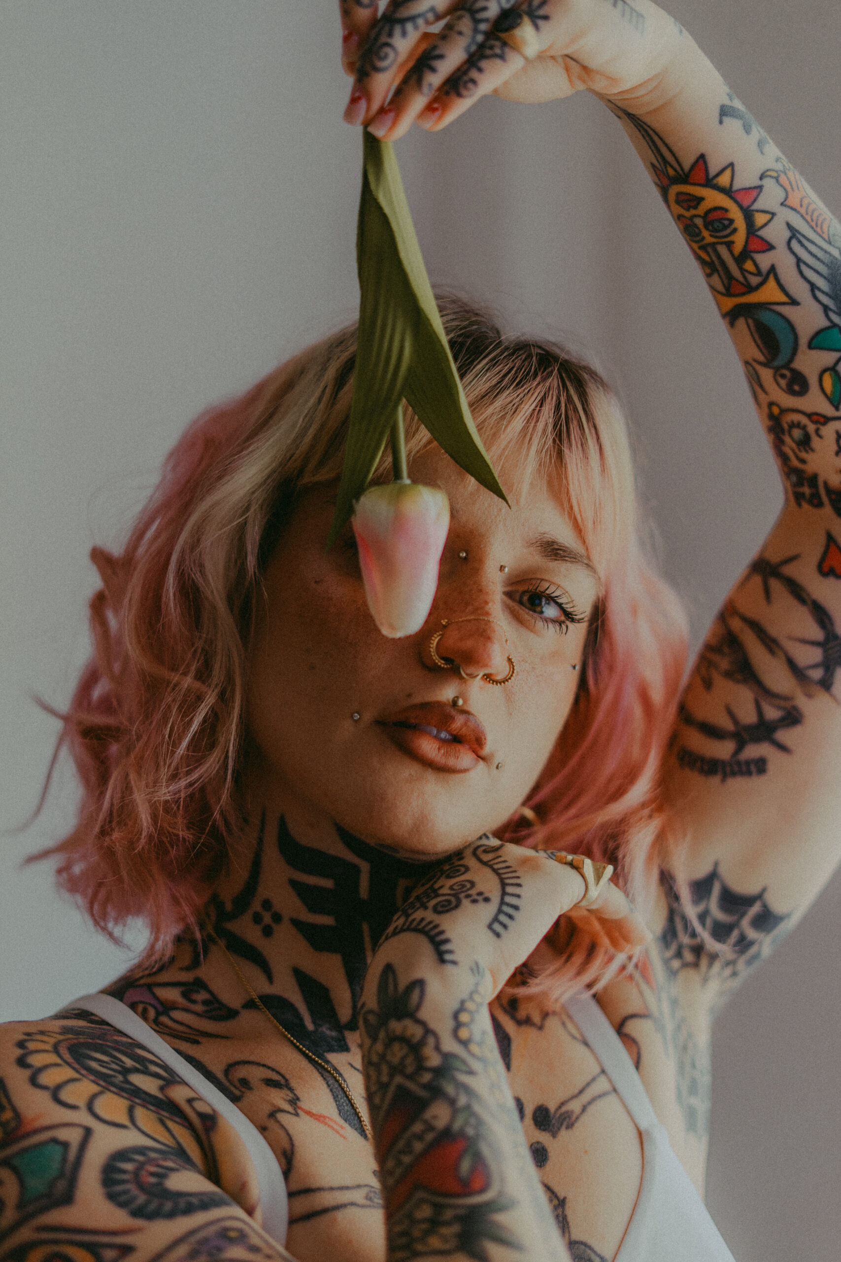 Floral lingerie photoshoot