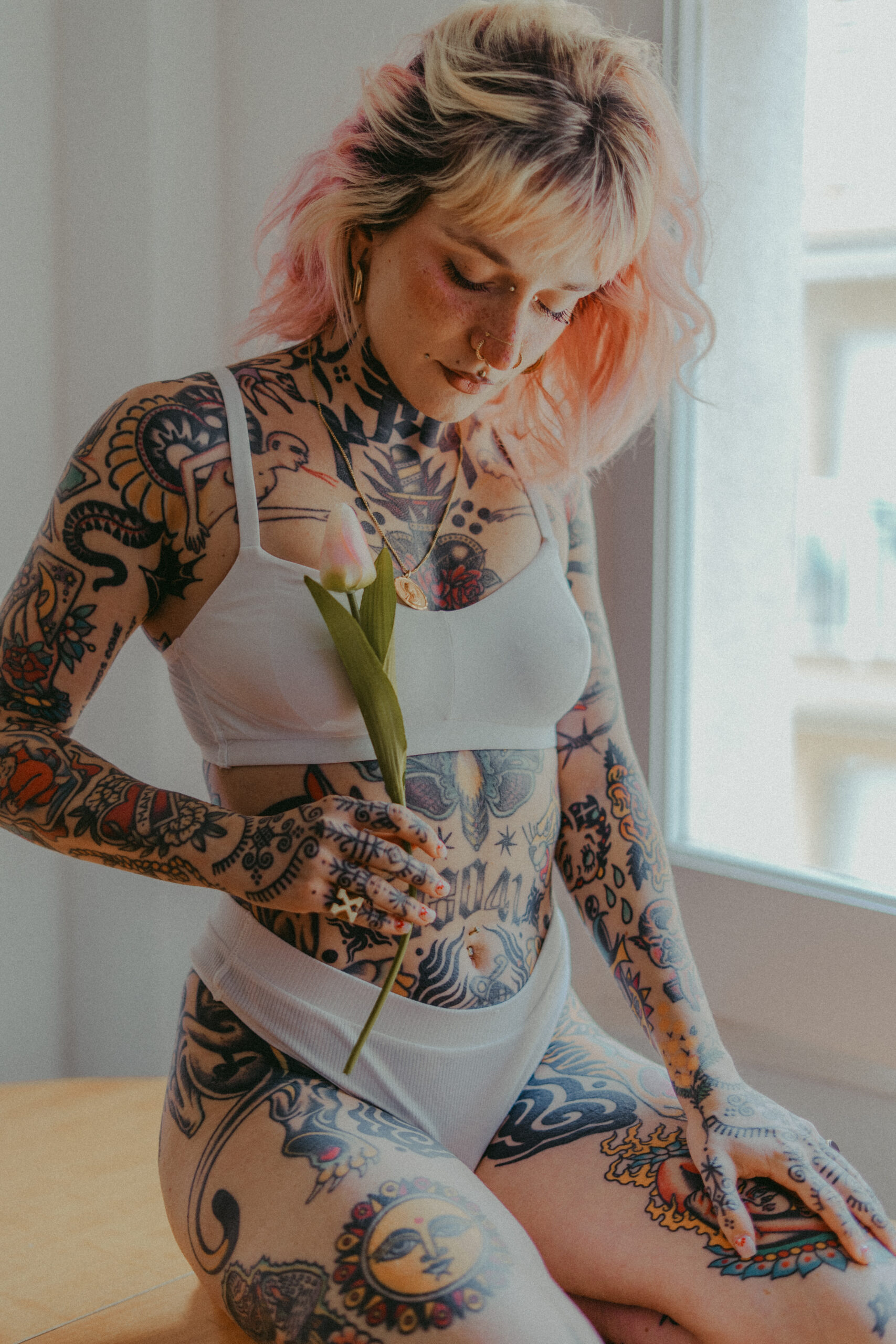 Floral lingerie photoshoot