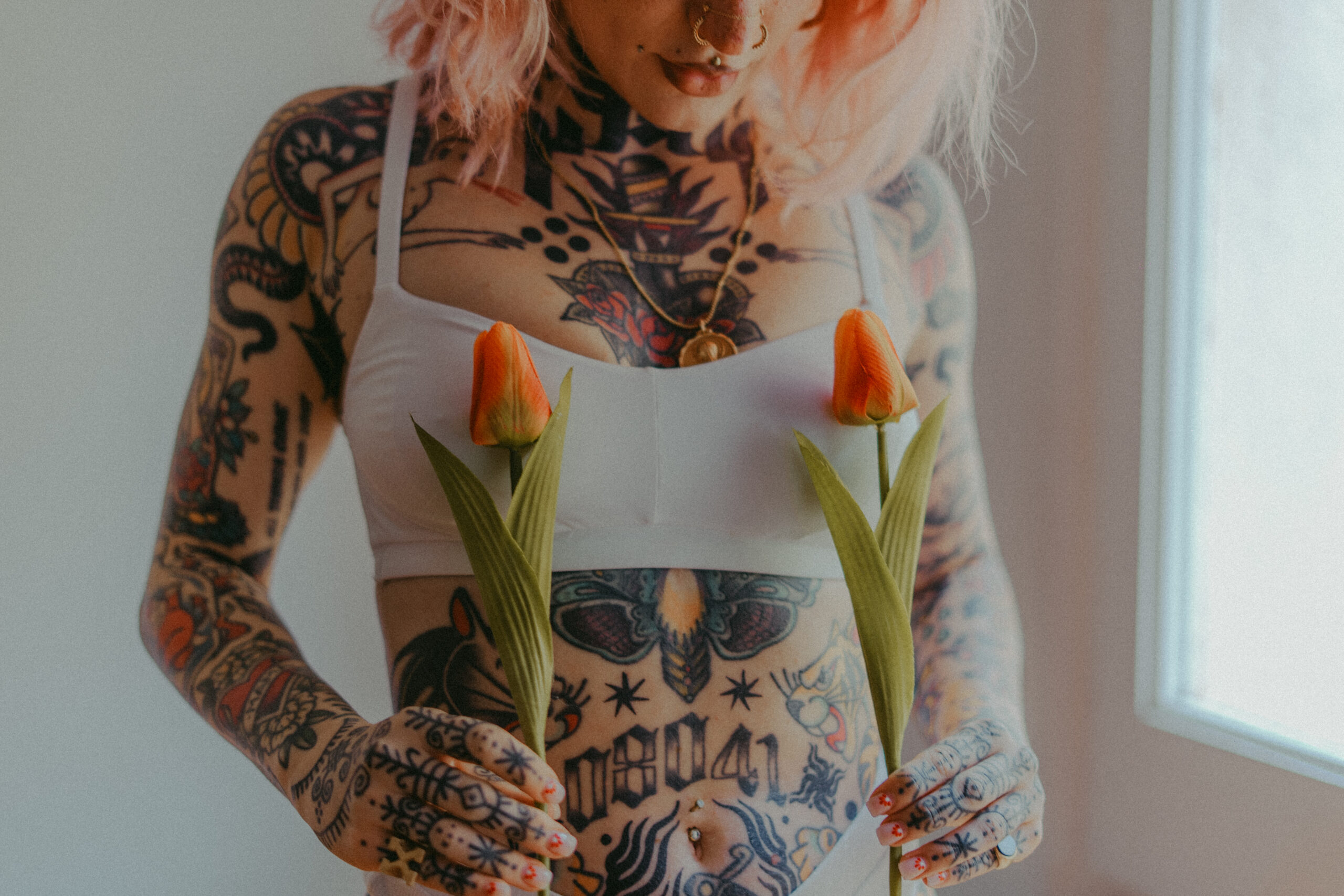 Floral lingerie photoshoot