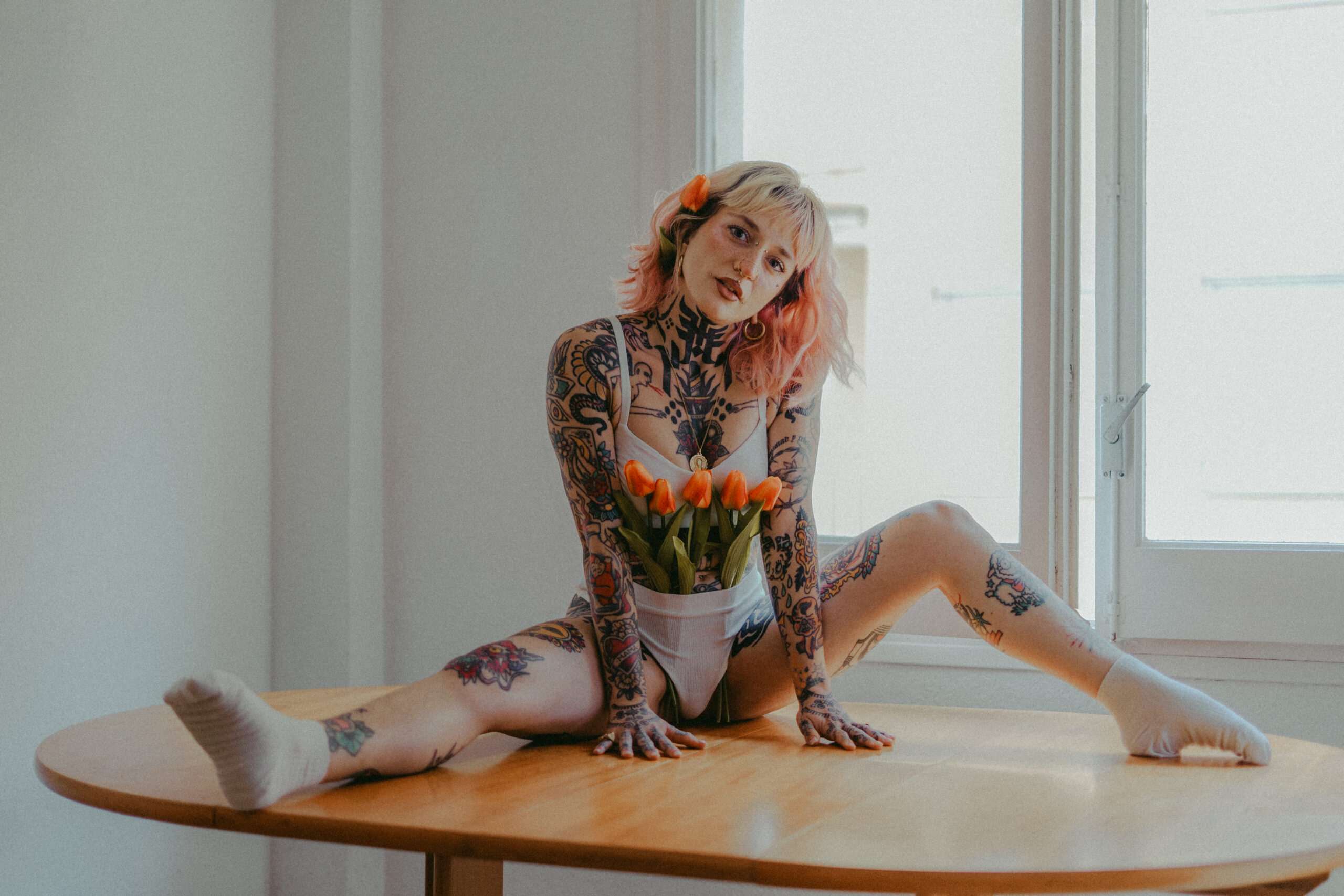 Floral lingerie photoshoot