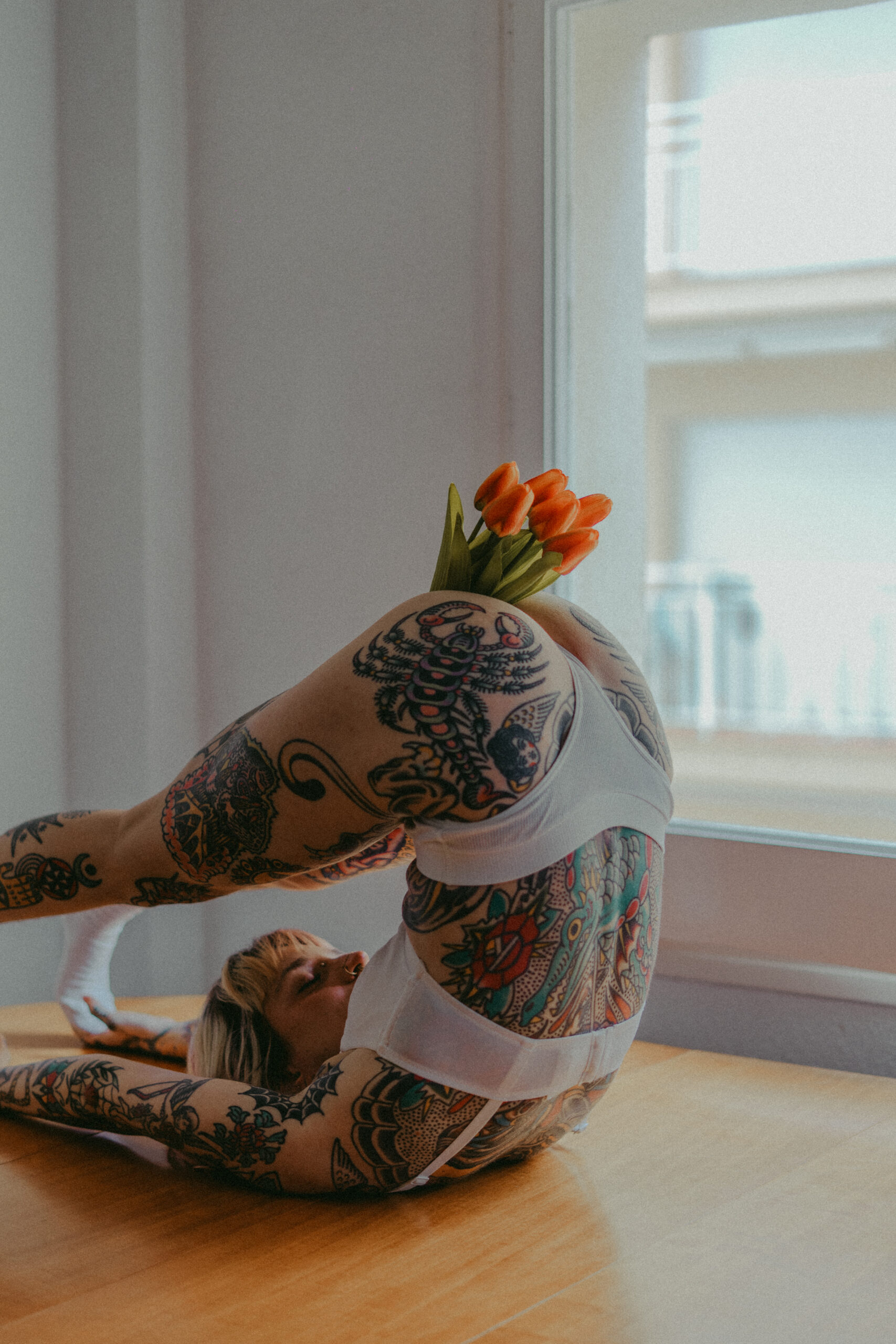 Floral lingerie photoshoot