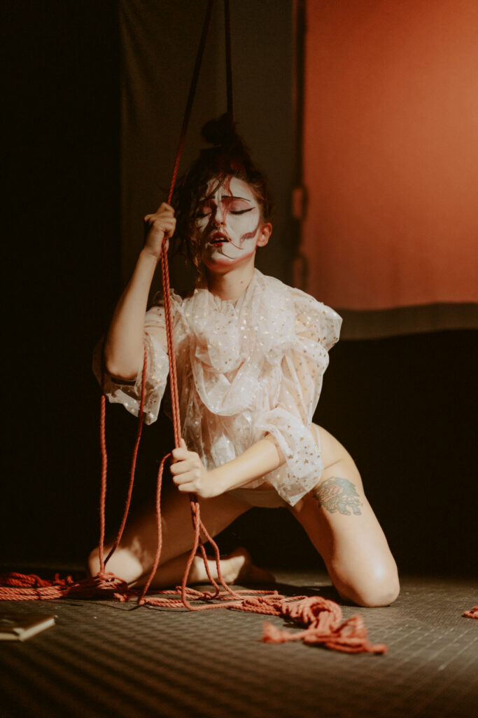 Photos during a shibari performance