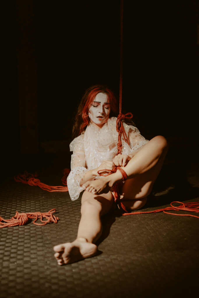 Photos during a shibari performance