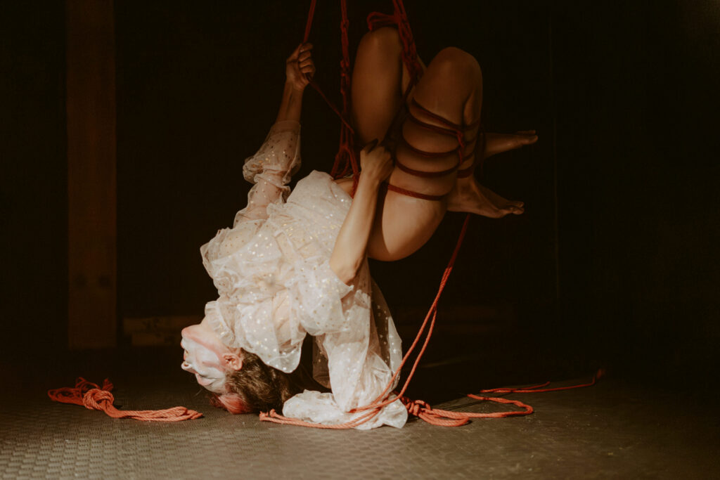 Photos during a shibari performance