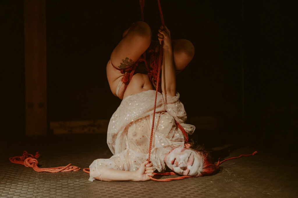 Photos during a shibari performance