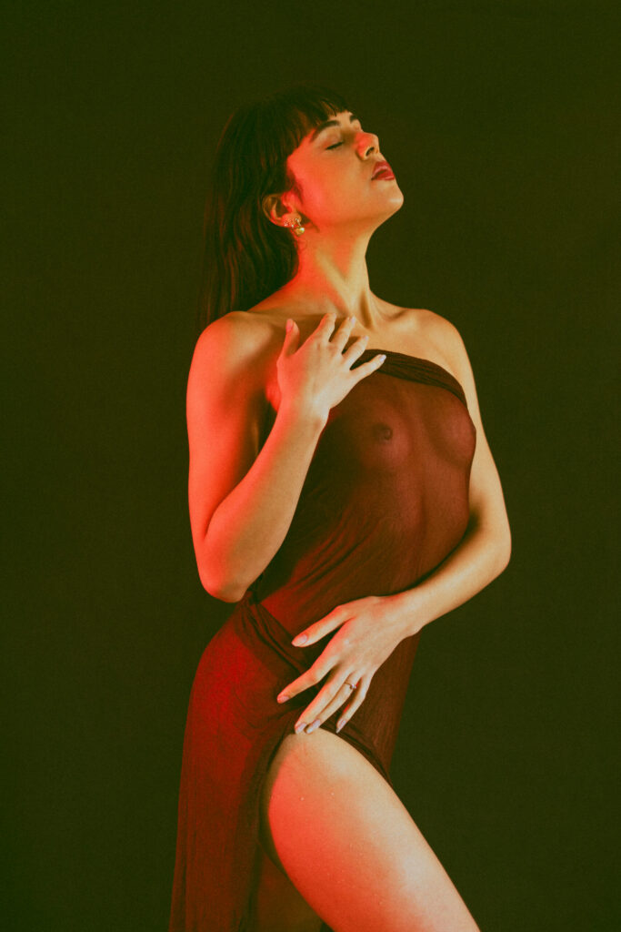 Nude photo shoot in studio