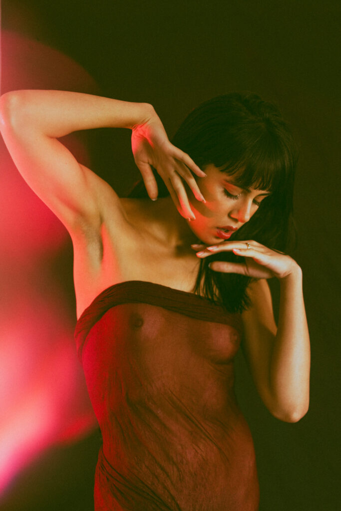 Nude photo shoot in studio