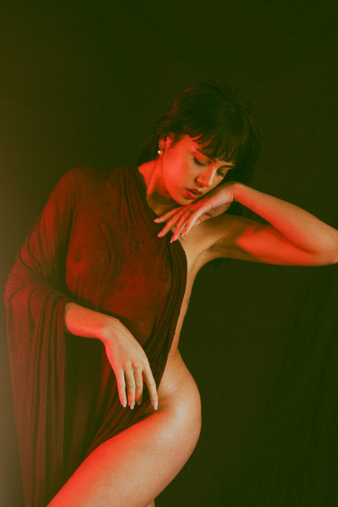 Nude photo shoot in studio