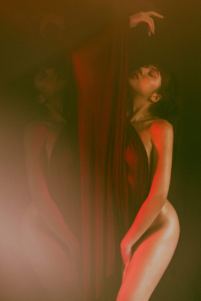 Nude photo shoot in studio