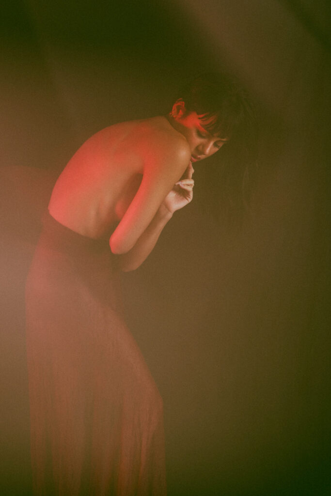 Nude photo shoot in studio