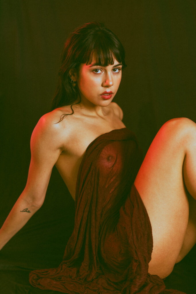 Nude photo shoot in studio