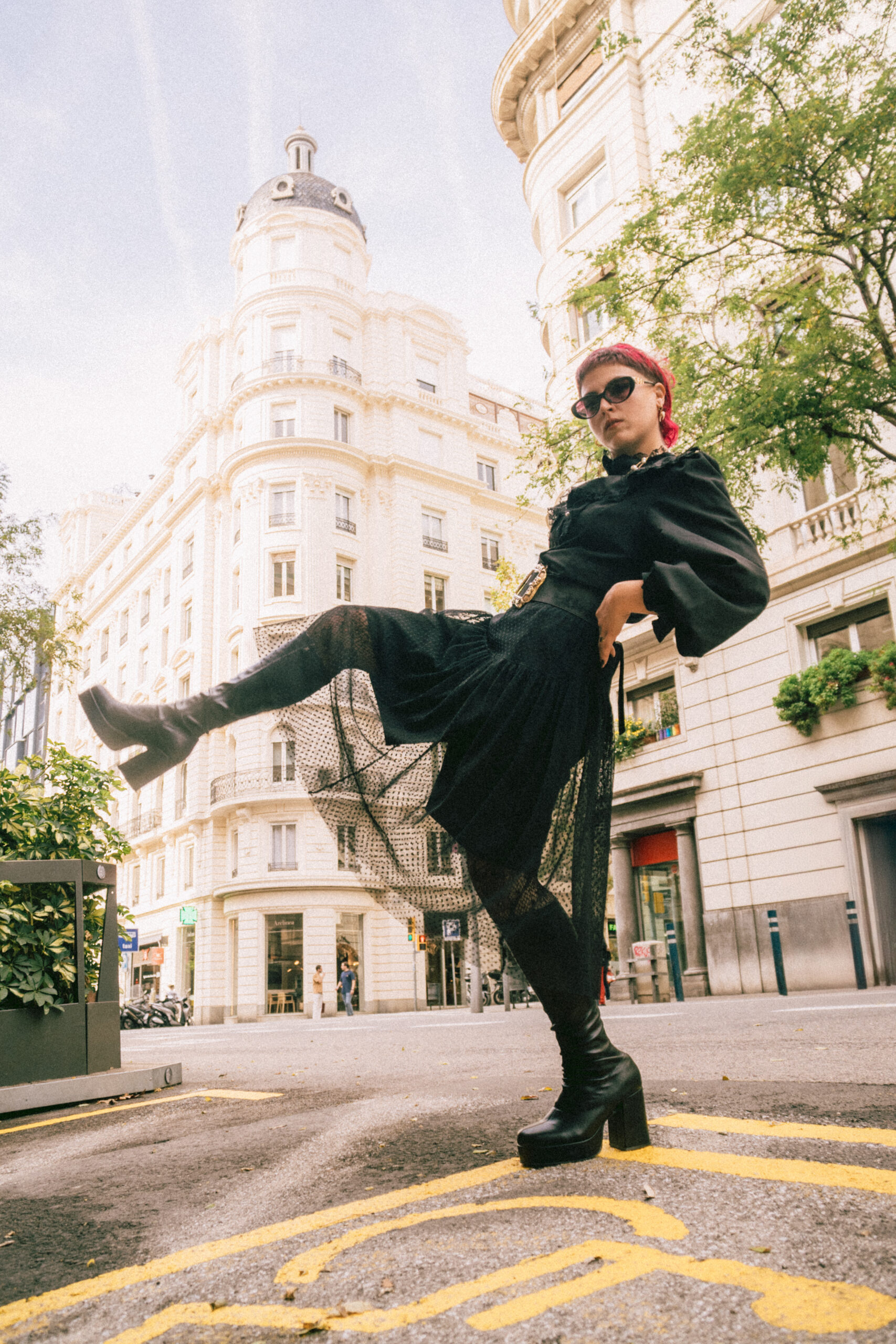 Fashion model photoshoot outdoors