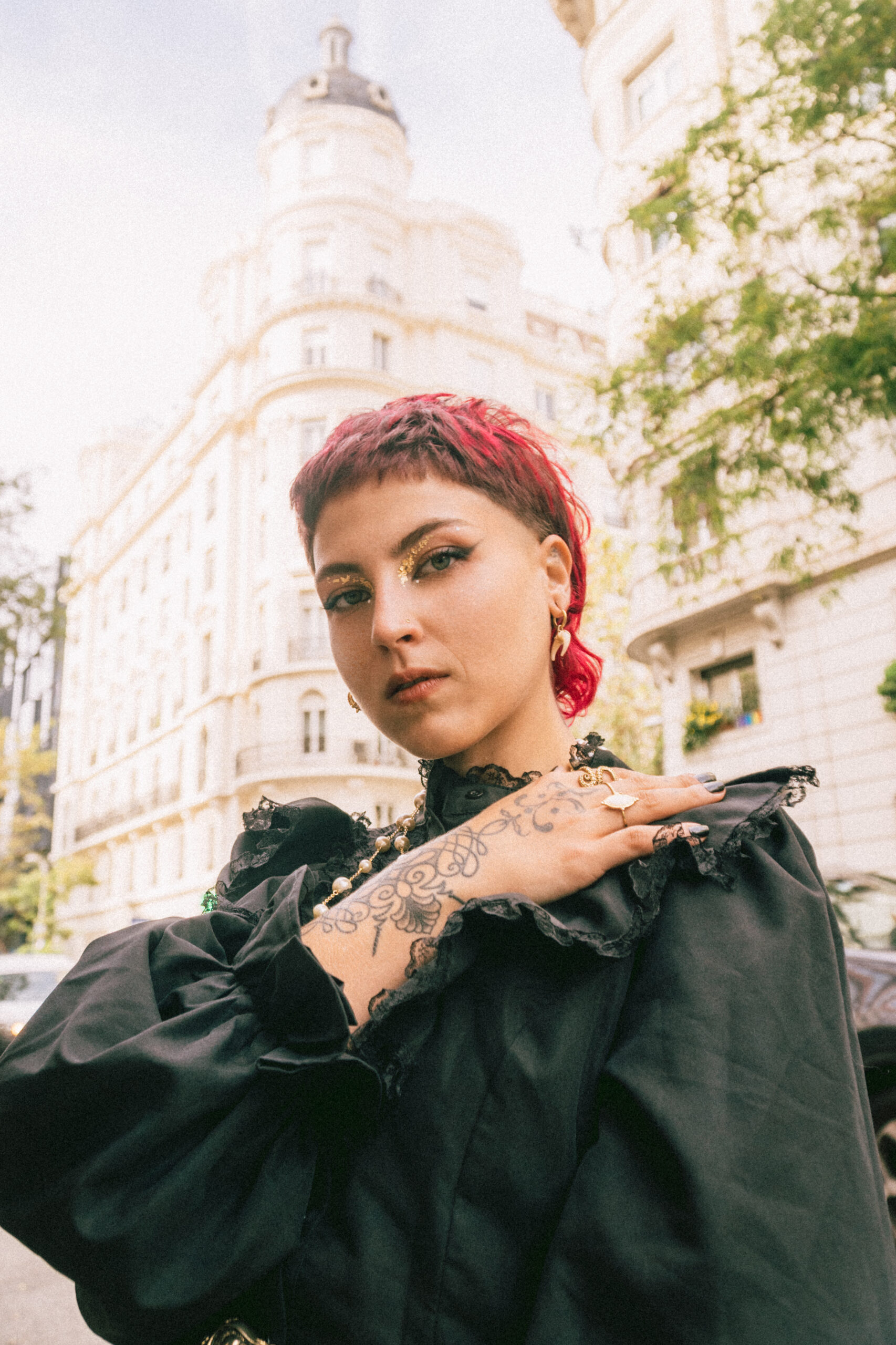 Fashion model photoshoot outdoors