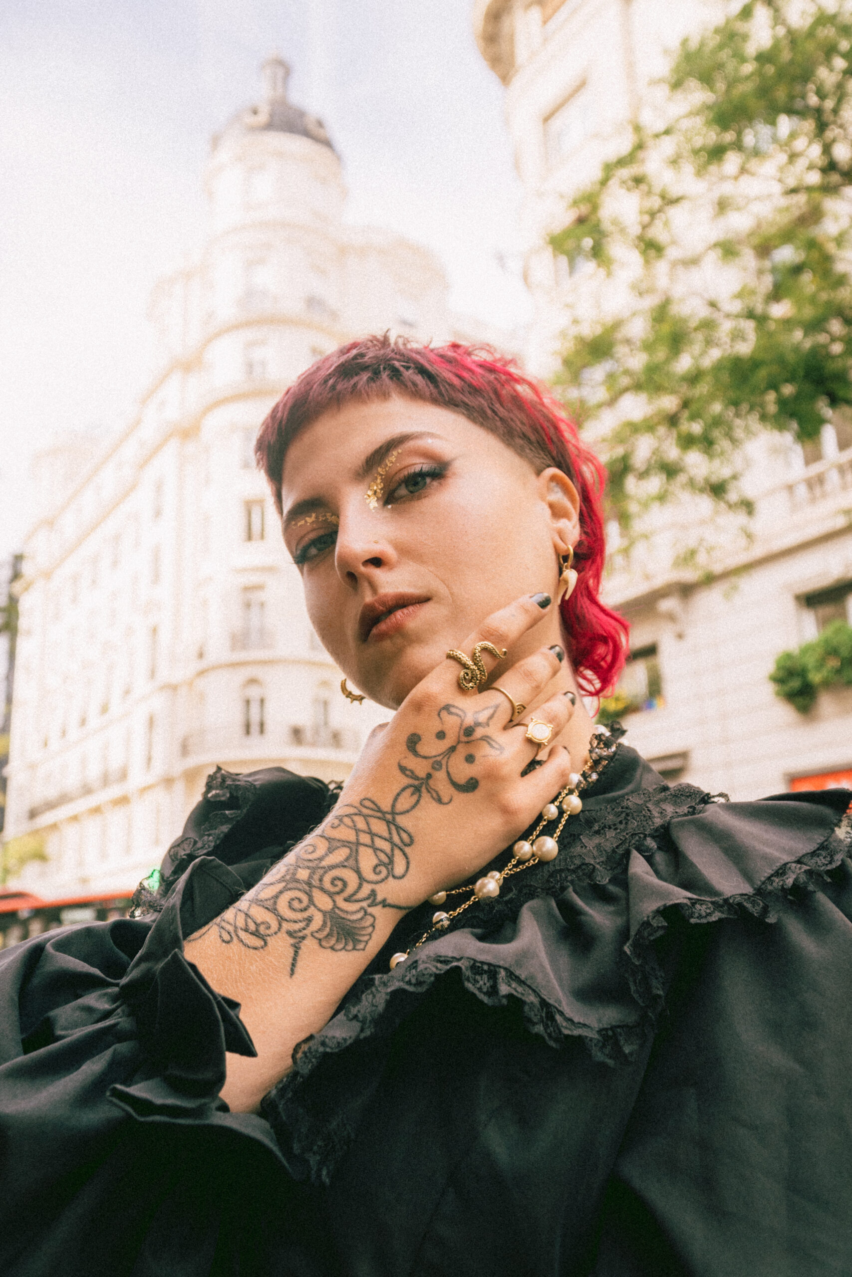 Fashion model photoshoot outdoors