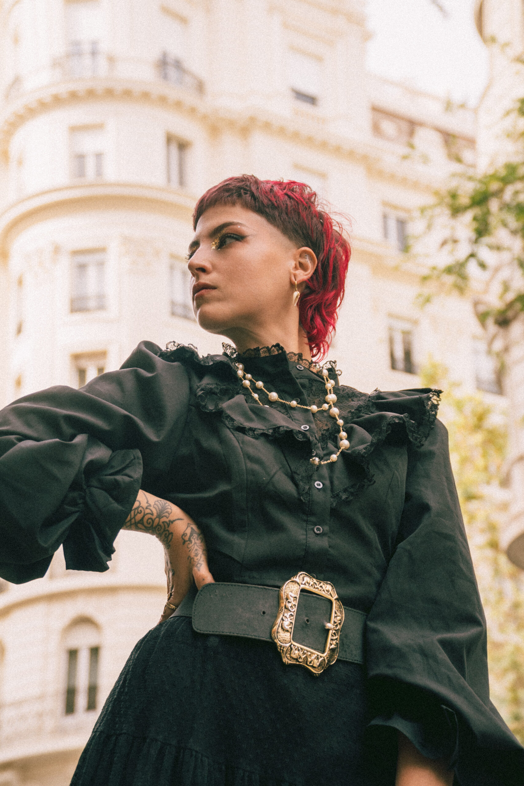 Fashion model photoshoot outdoors