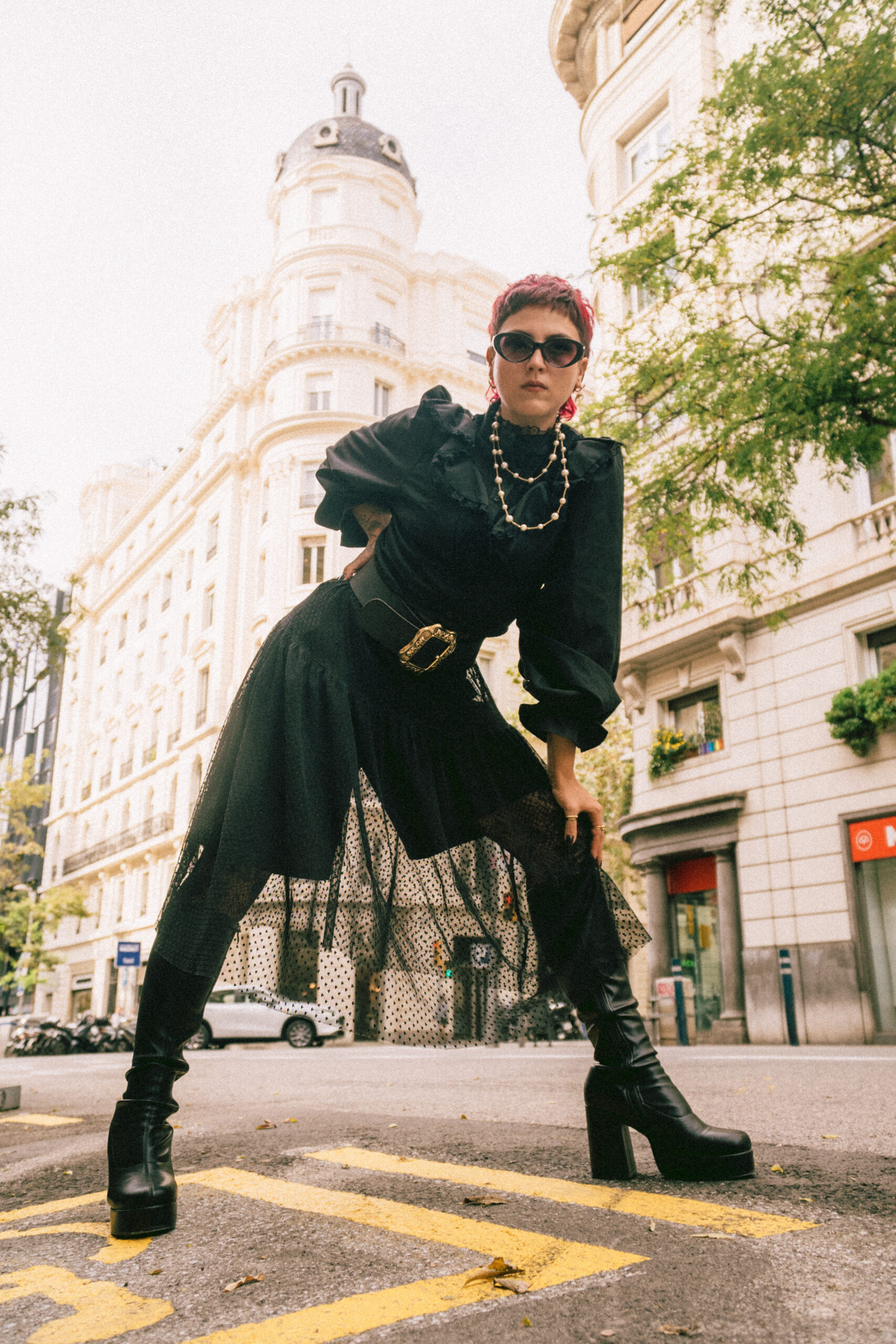 Fashion model photoshoot outdoors