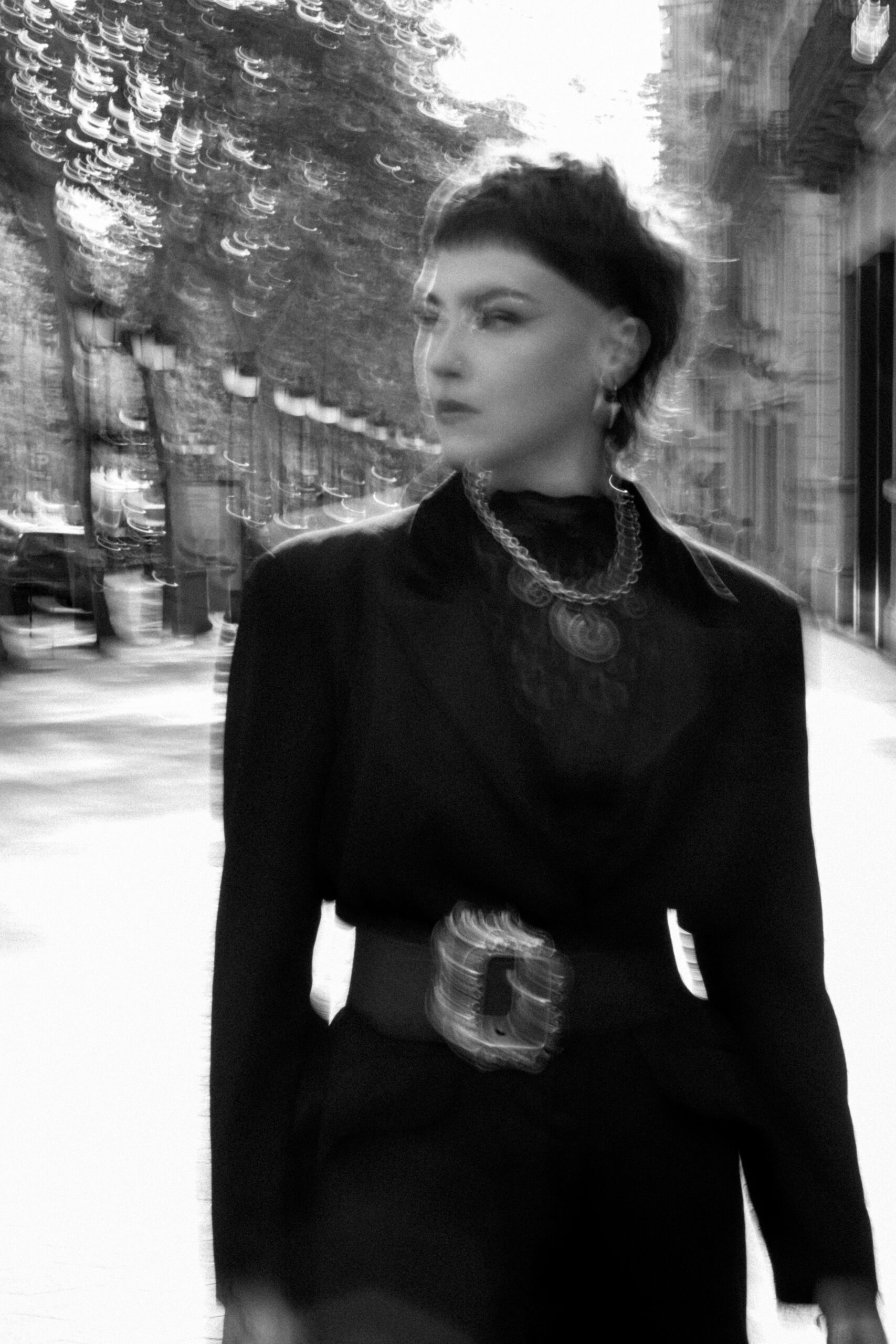 Fashion model photoshoot outdoors