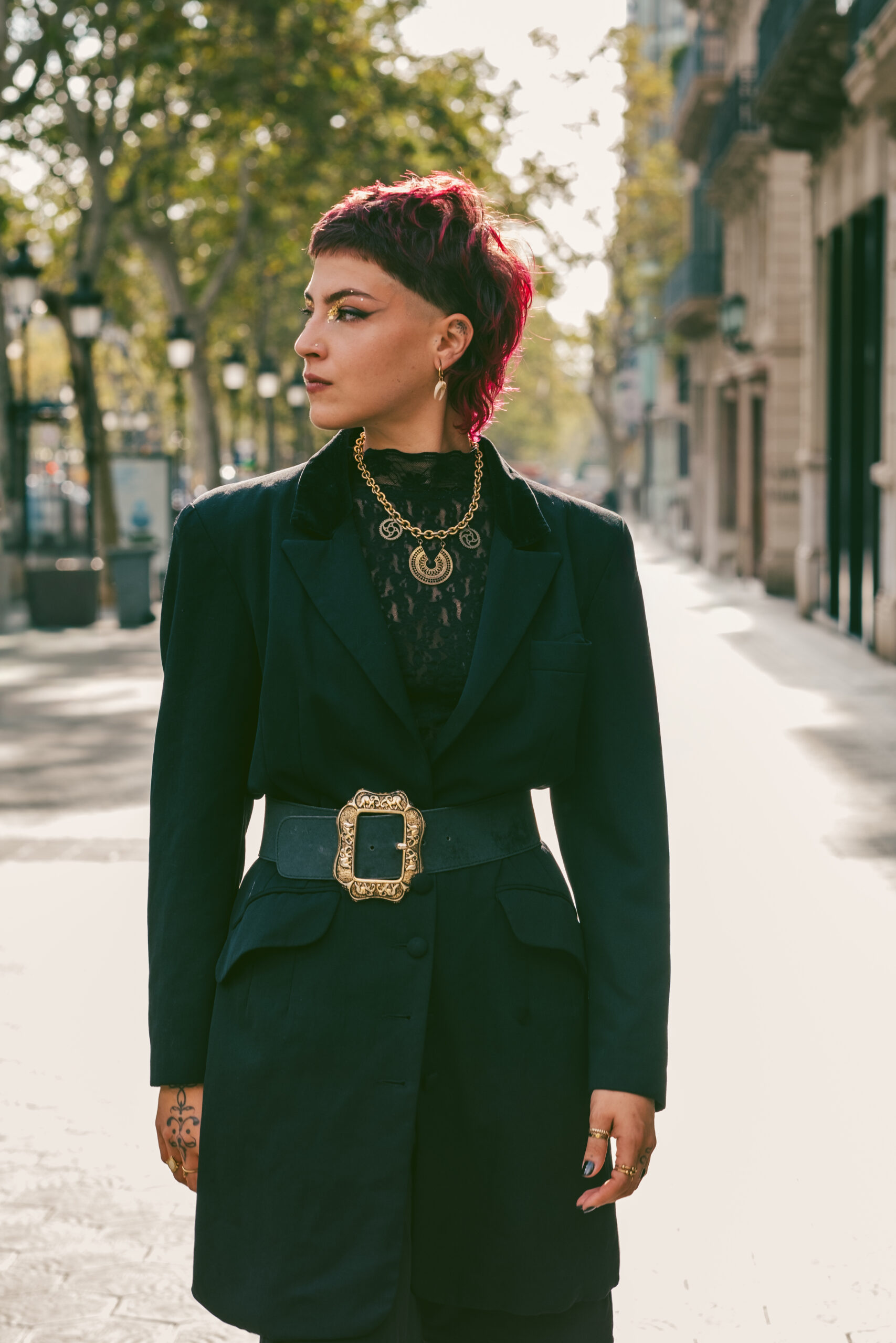 Fashion model photoshoot outdoors