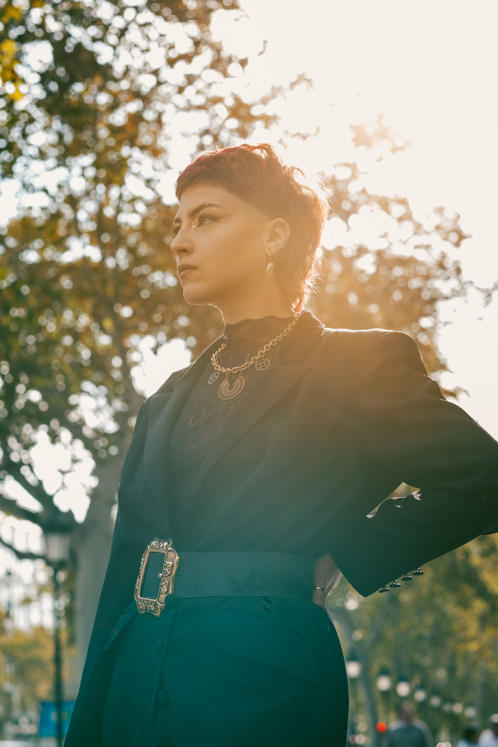 Fashion model photoshoot outdoors