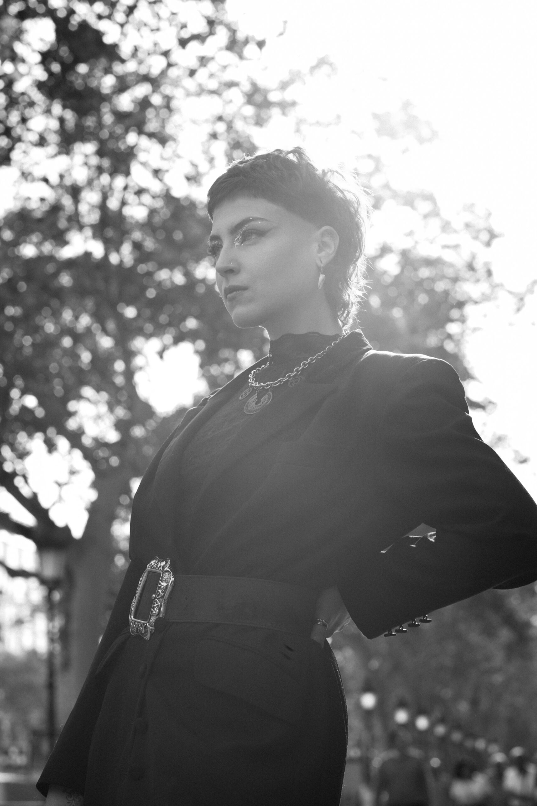 Fashion model photoshoot outdoors