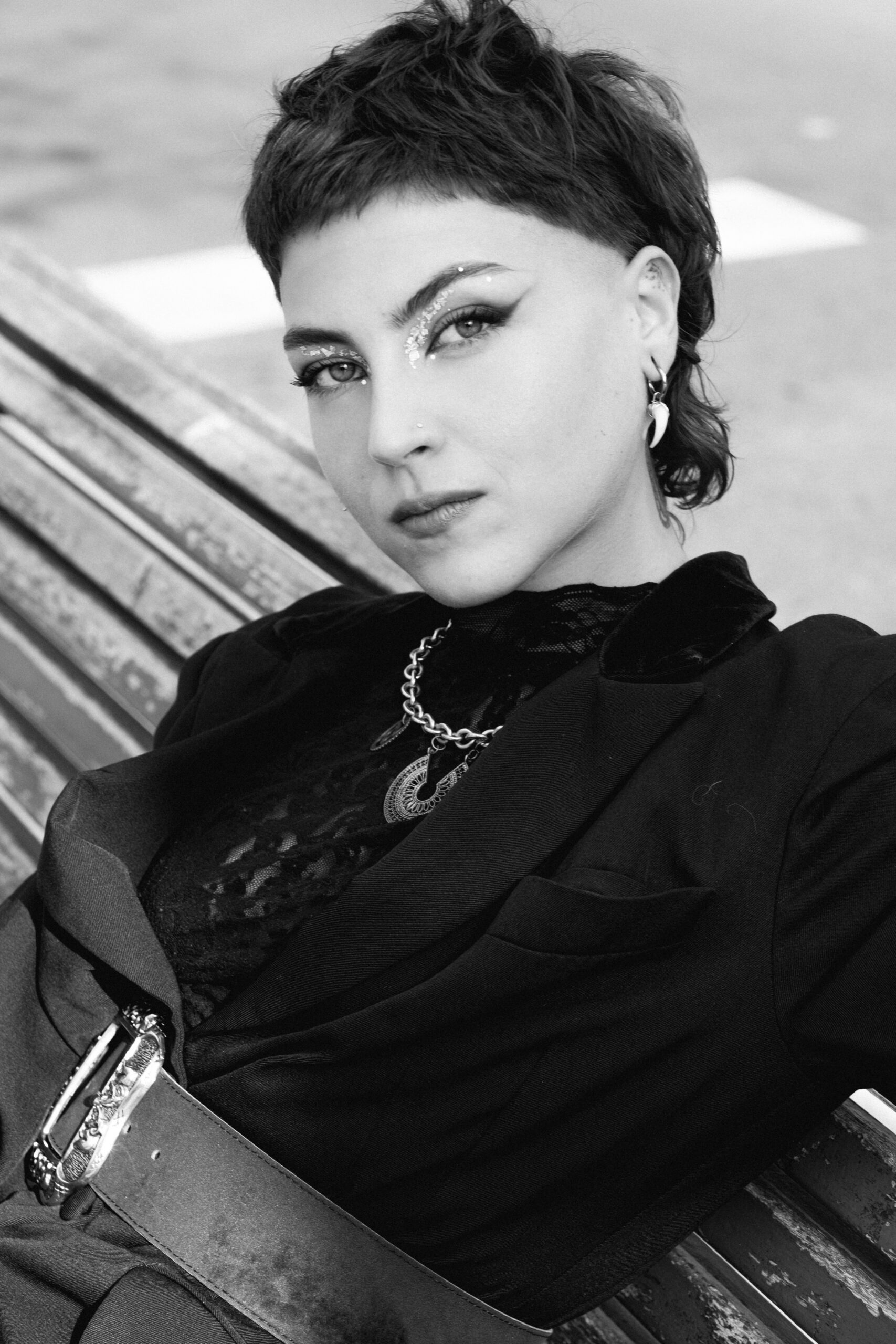 Fashion model photoshoot outdoors