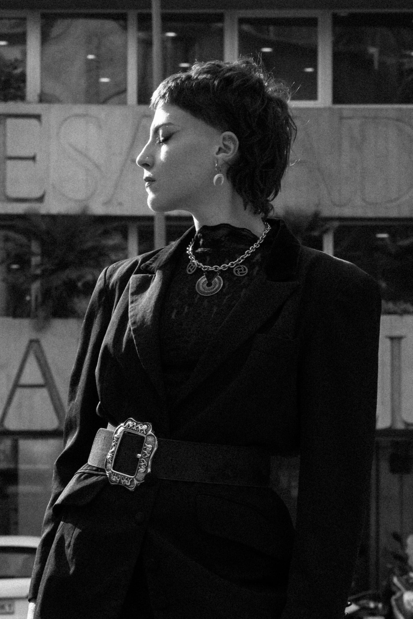 Fashion model photoshoot outdoors