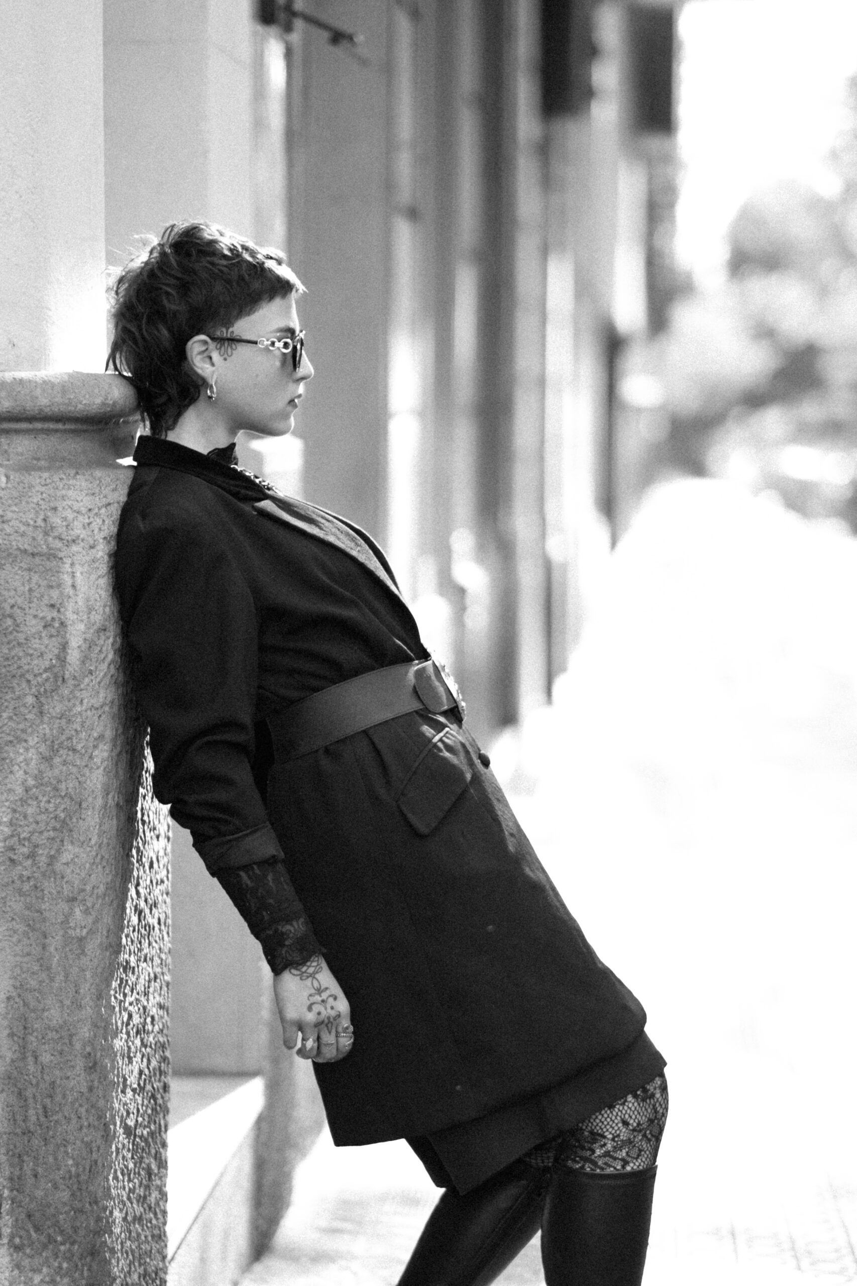 Fashion model photoshoot outdoors