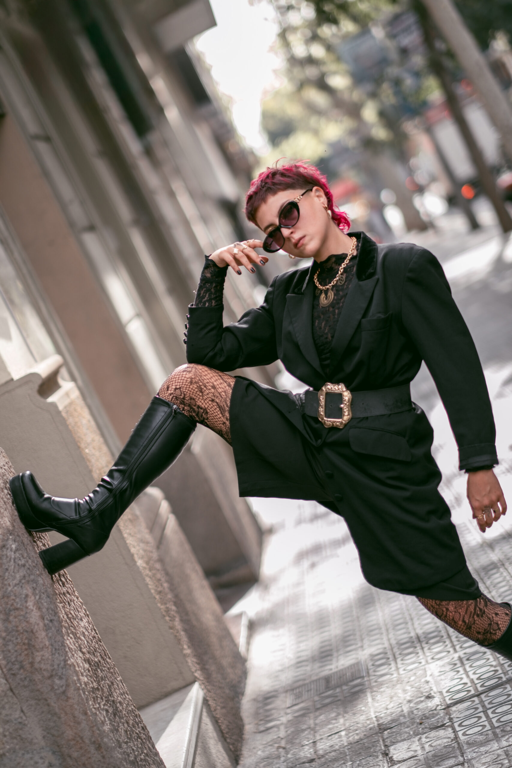 Fashion model photoshoot outdoors