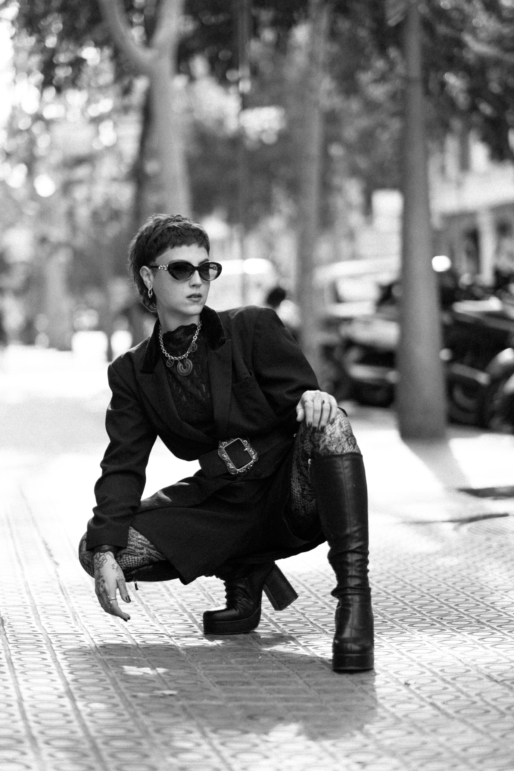 Fashion model photoshoot outdoors