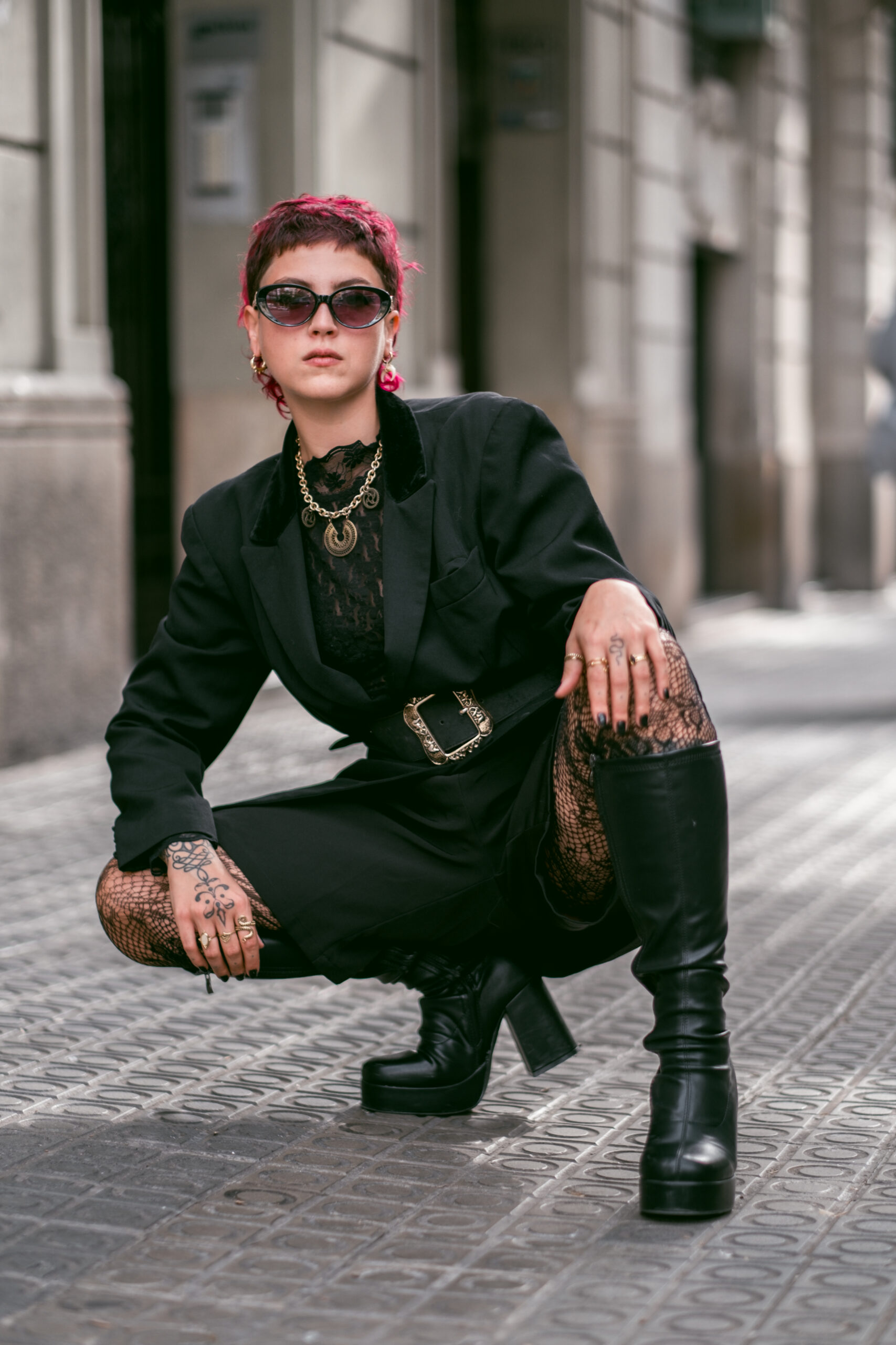 Fashion model photoshoot outdoors