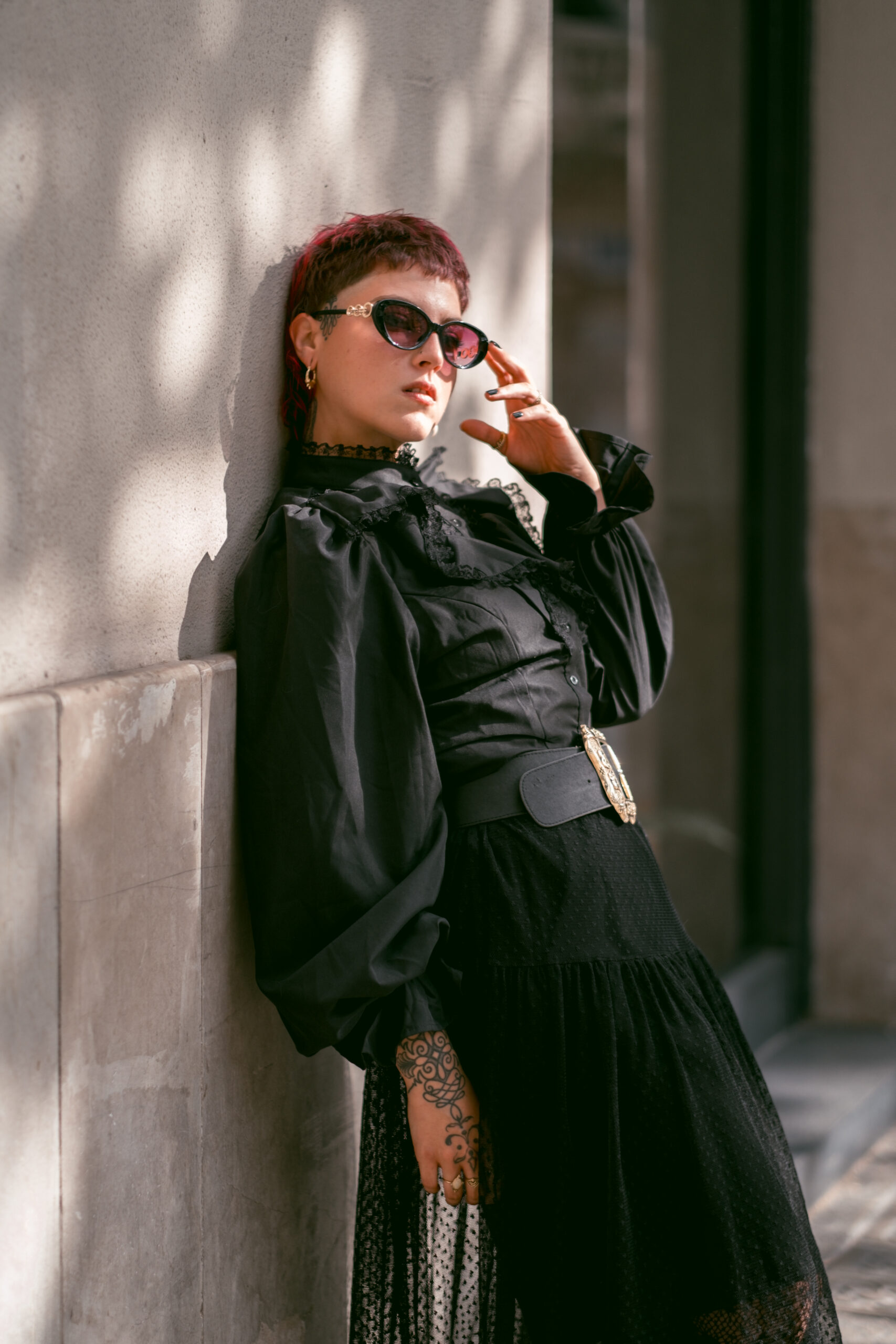 Fashion model photoshoot outdoors