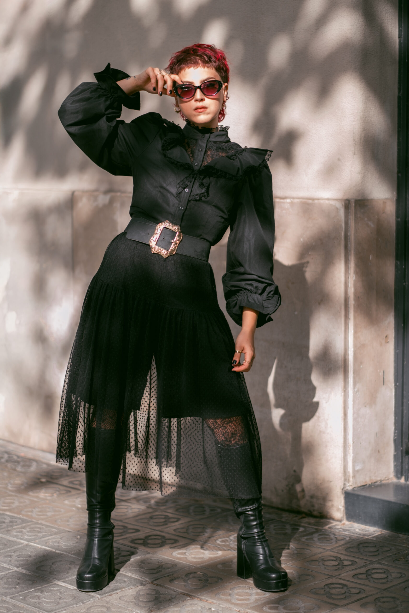 Fashion model photoshoot outdoors