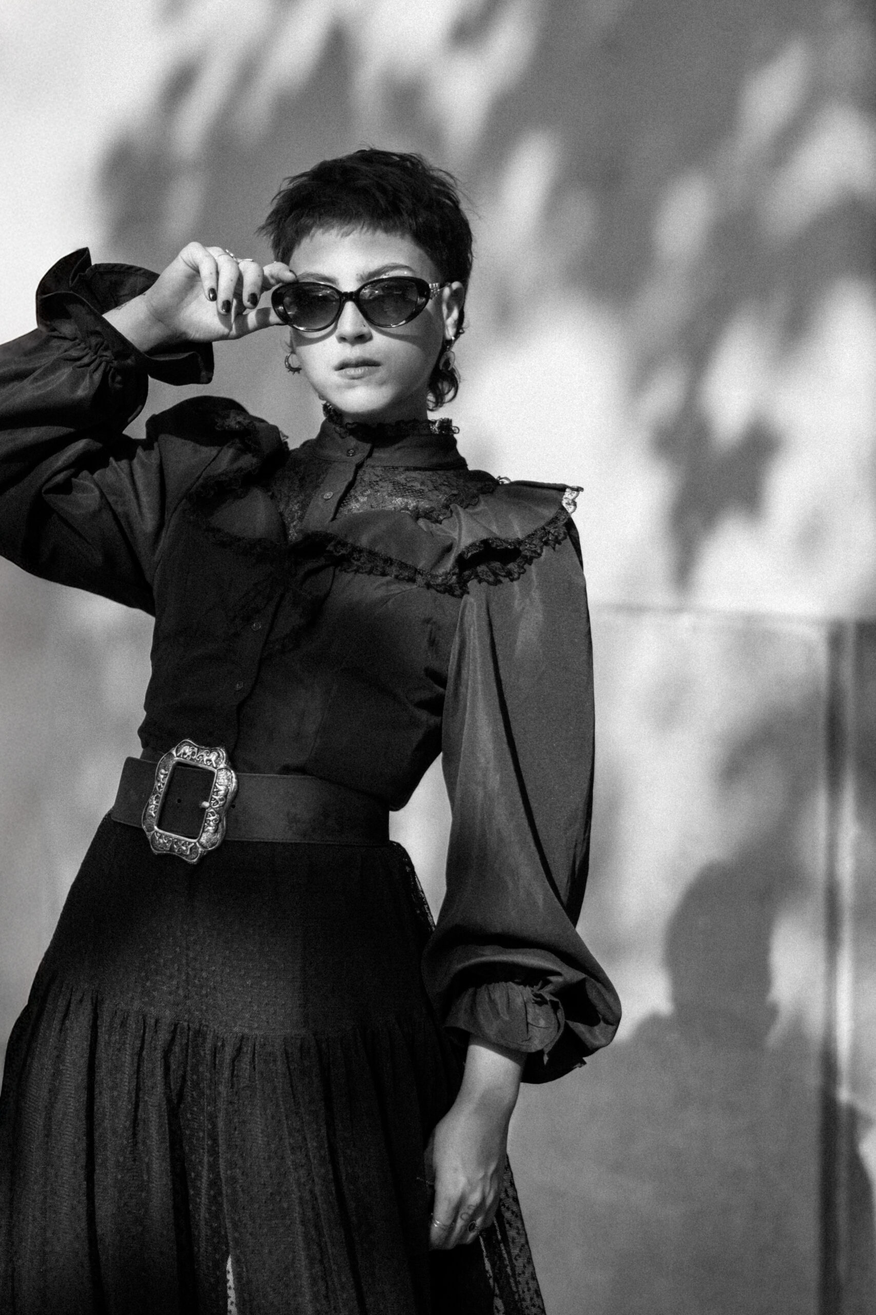 Fashion model photoshoot outdoors