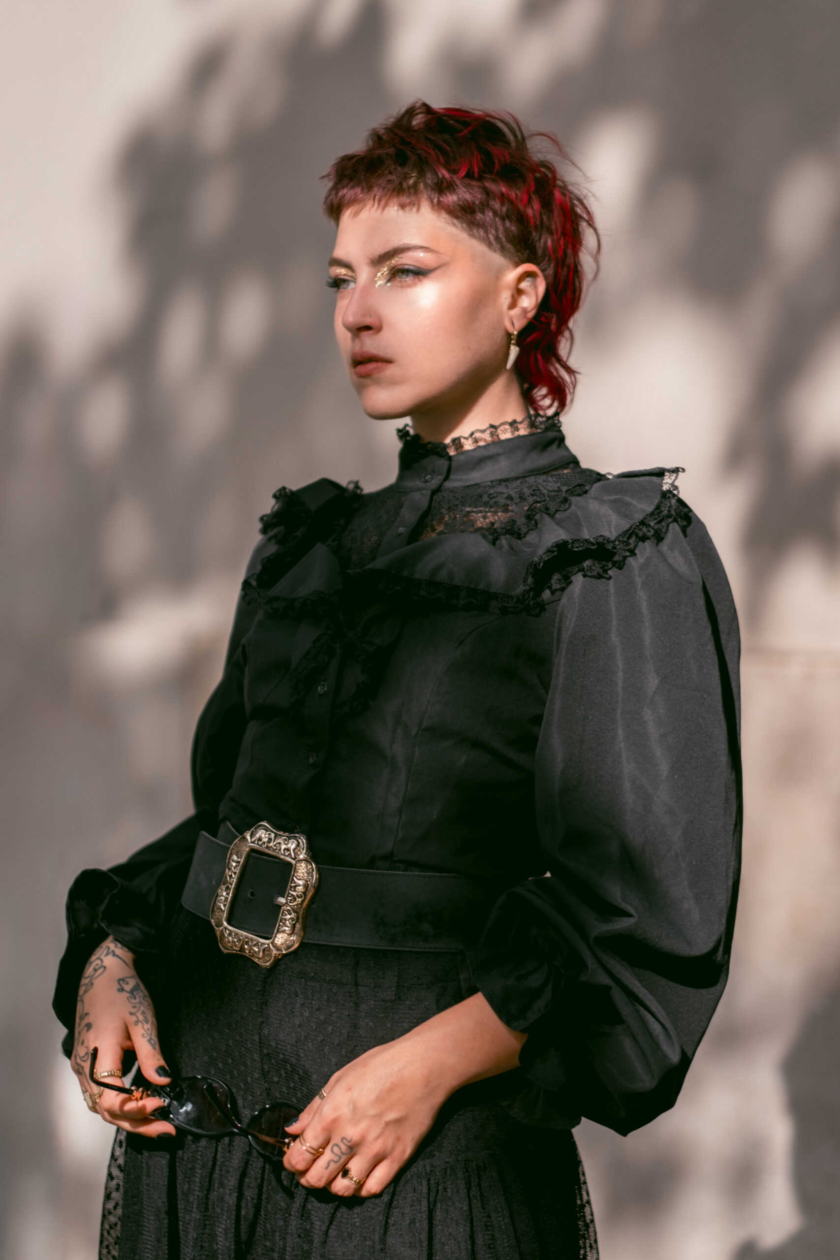 Fashion model photoshoot outdoors