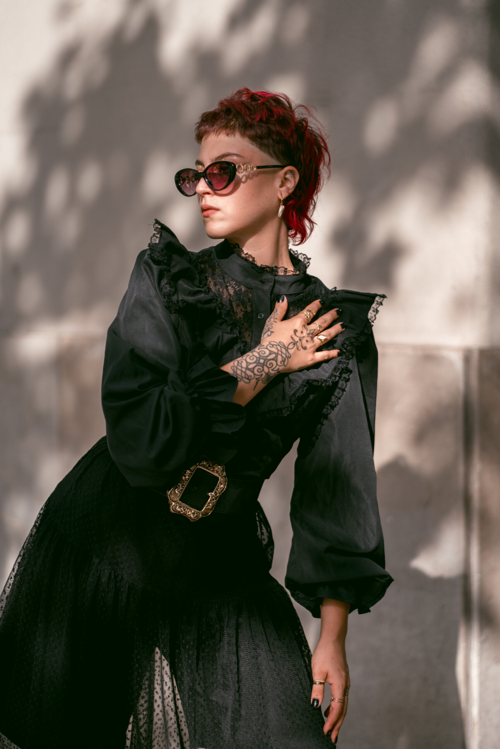 Fashion model photoshoot outdoors