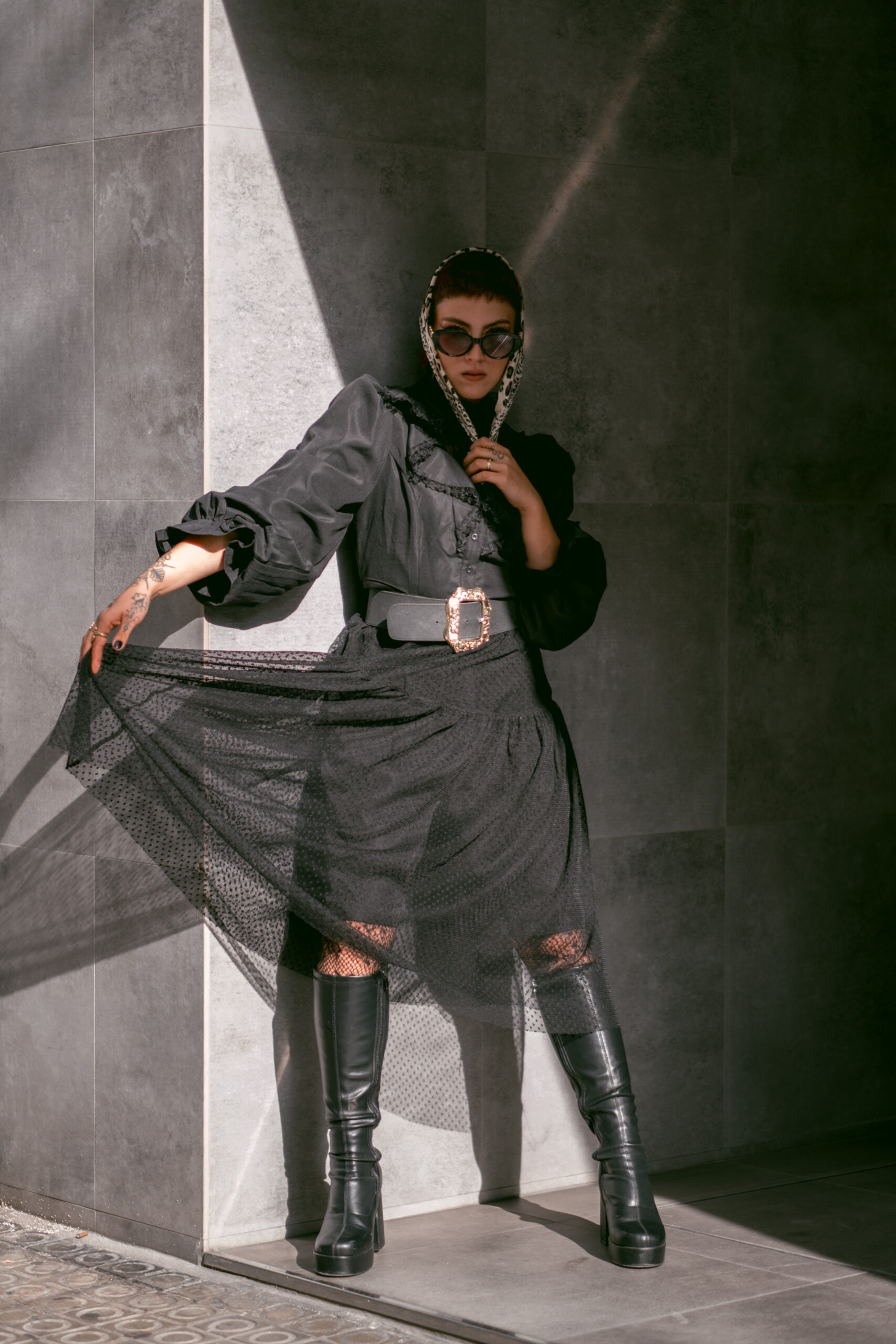 Fashion model photoshoot outdoors