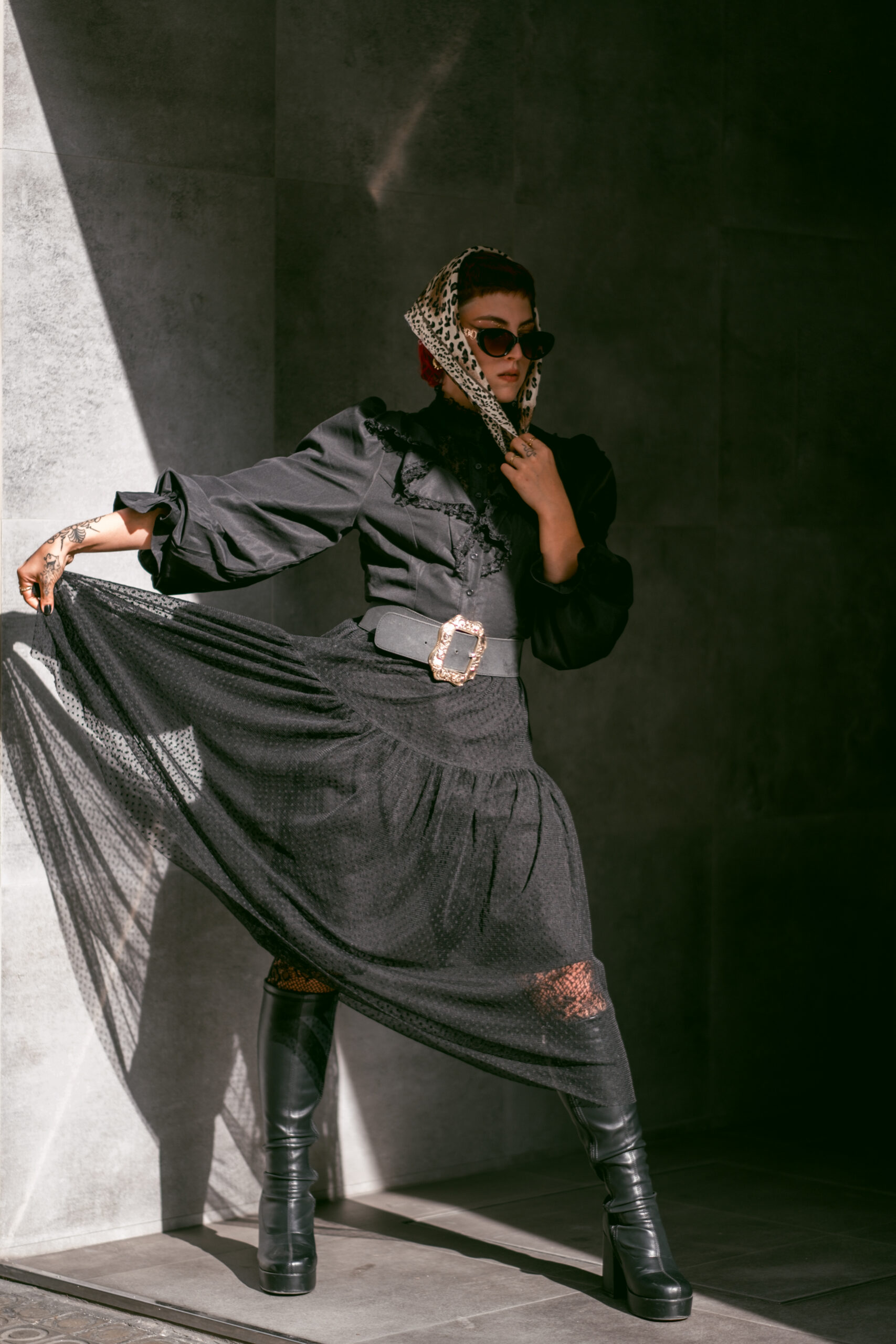 Fashion model photoshoot outdoors