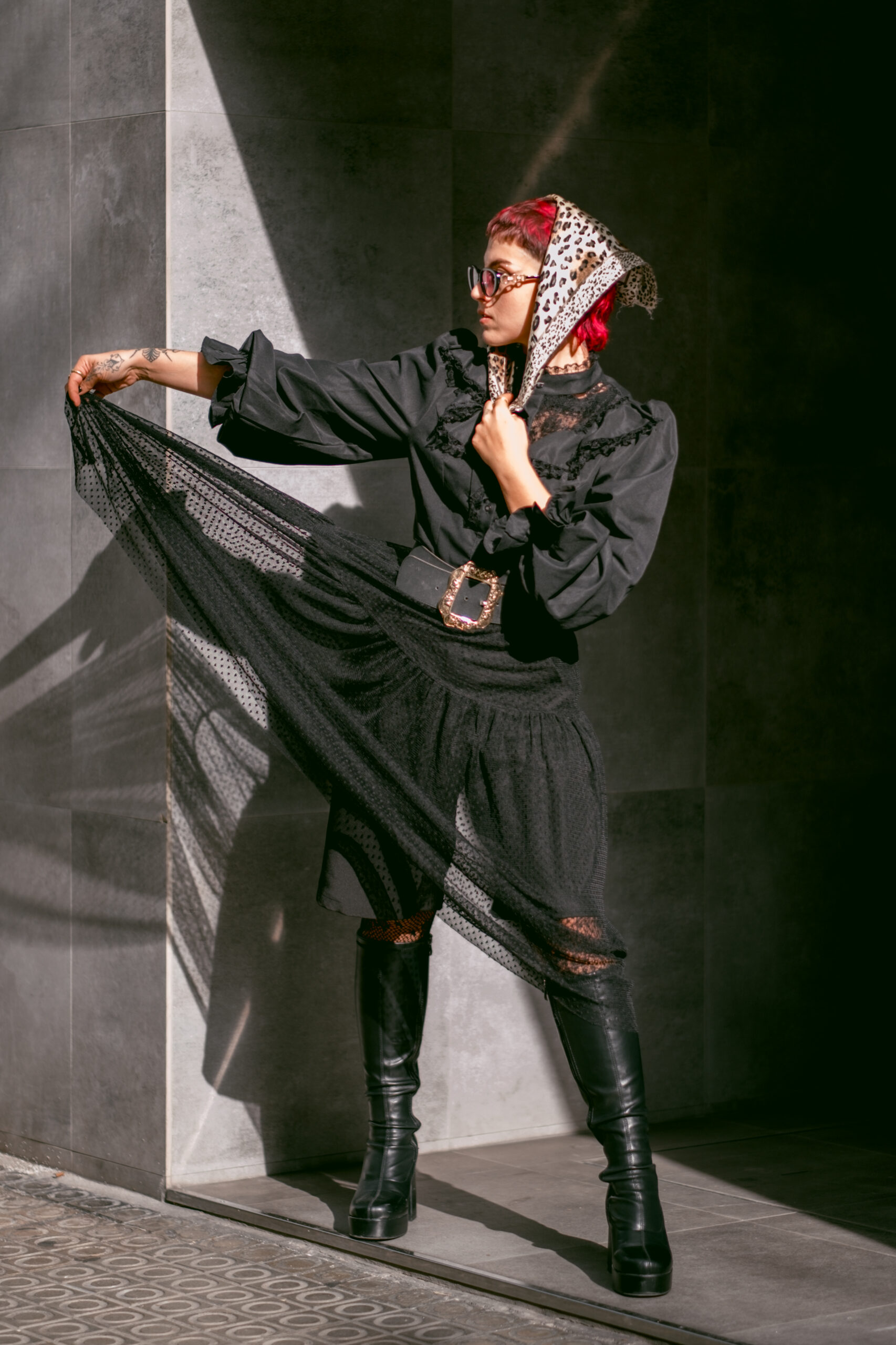 Fashion model photoshoot outdoors