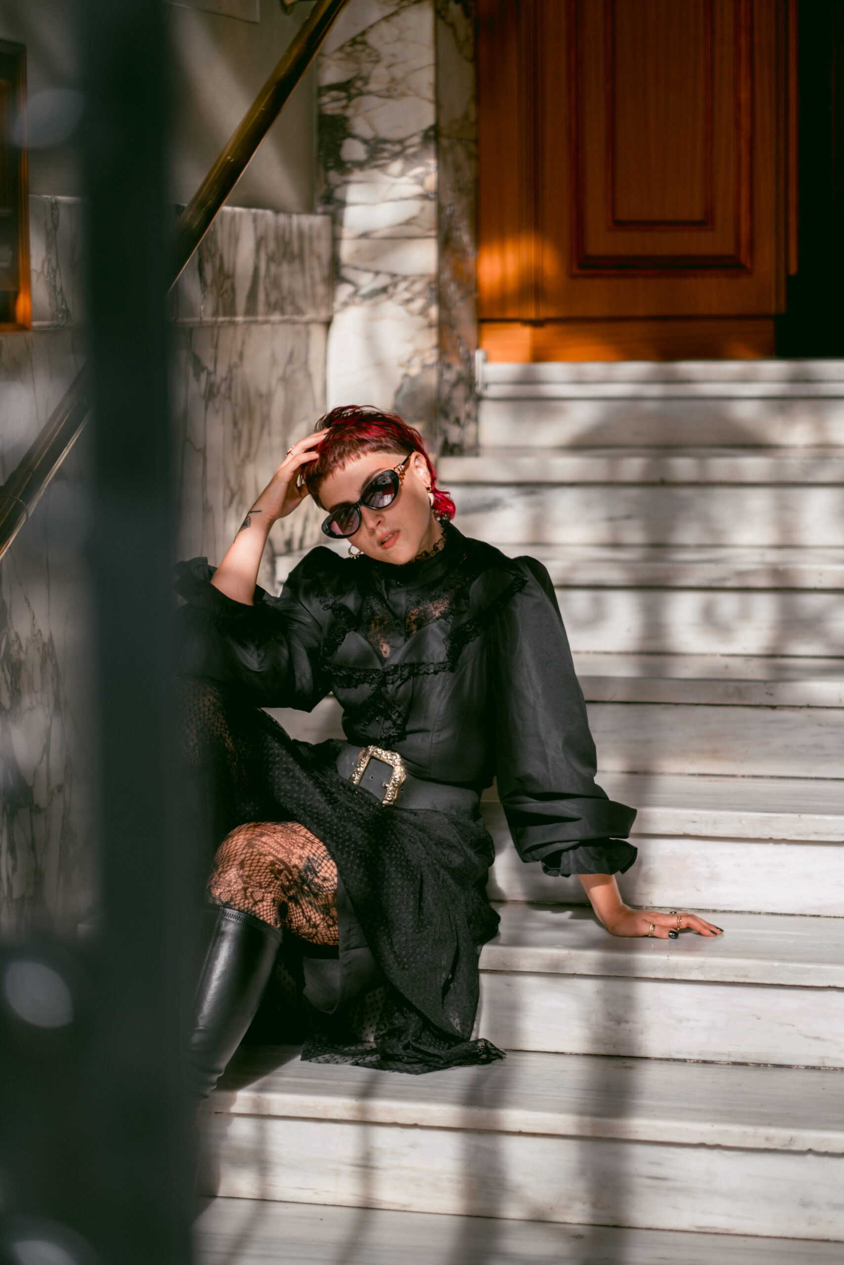 Fashion model photoshoot outdoors