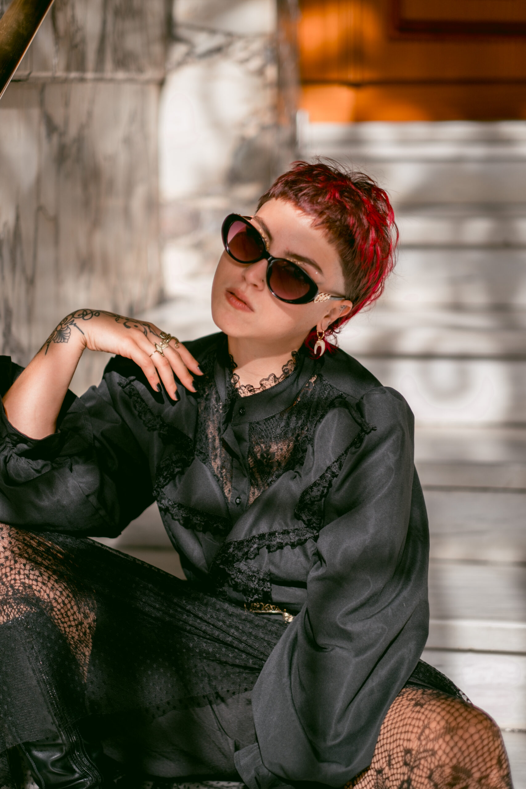 Fashion model photoshoot outdoors