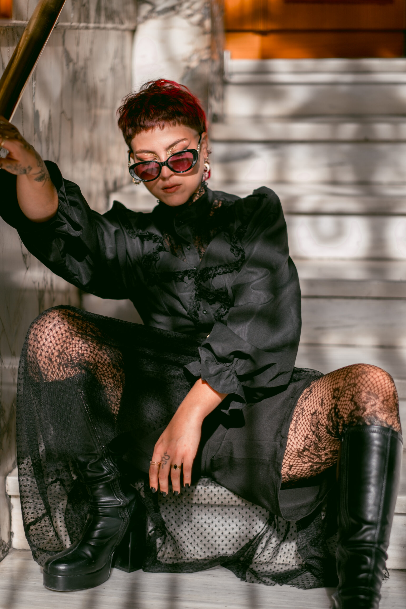 Fashion model photoshoot outdoors