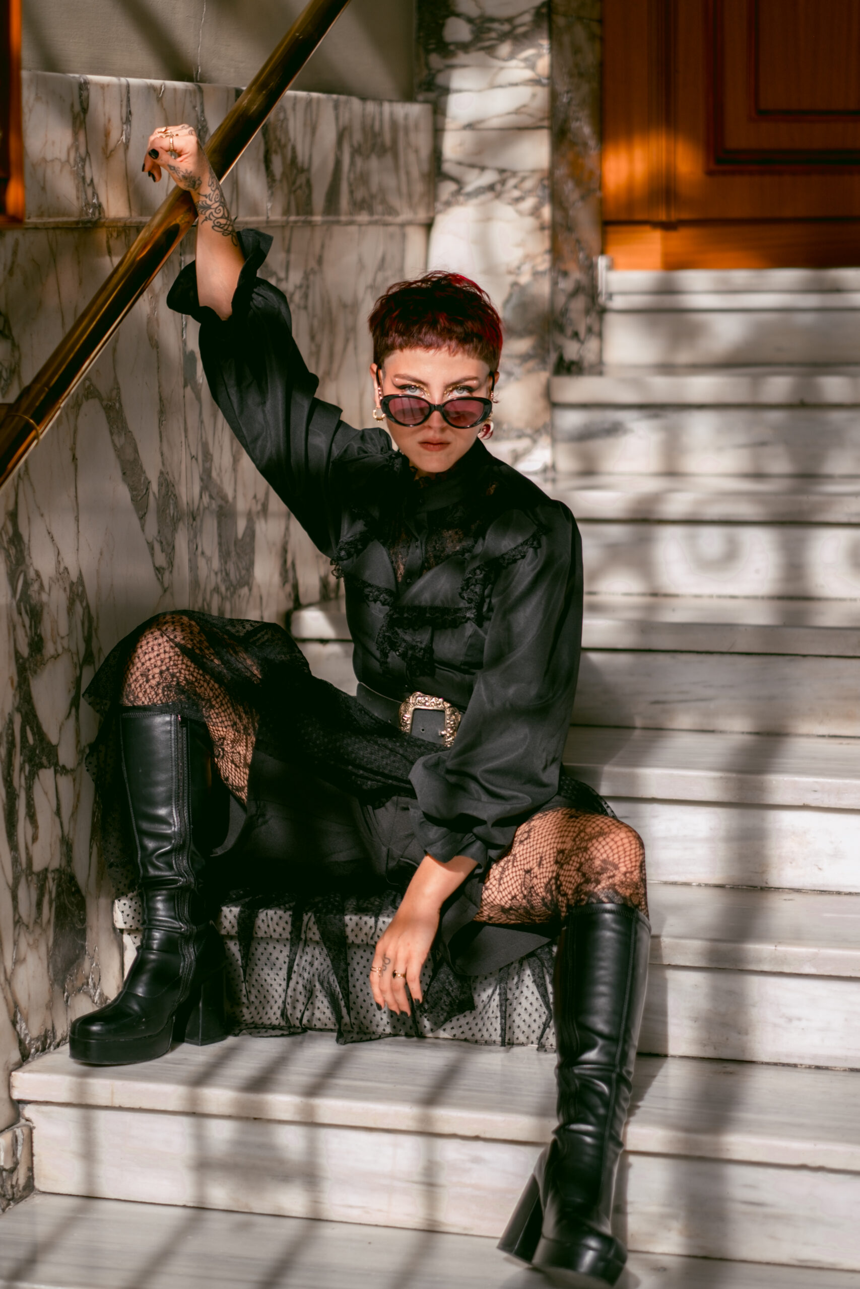 Fashion model photoshoot outdoors