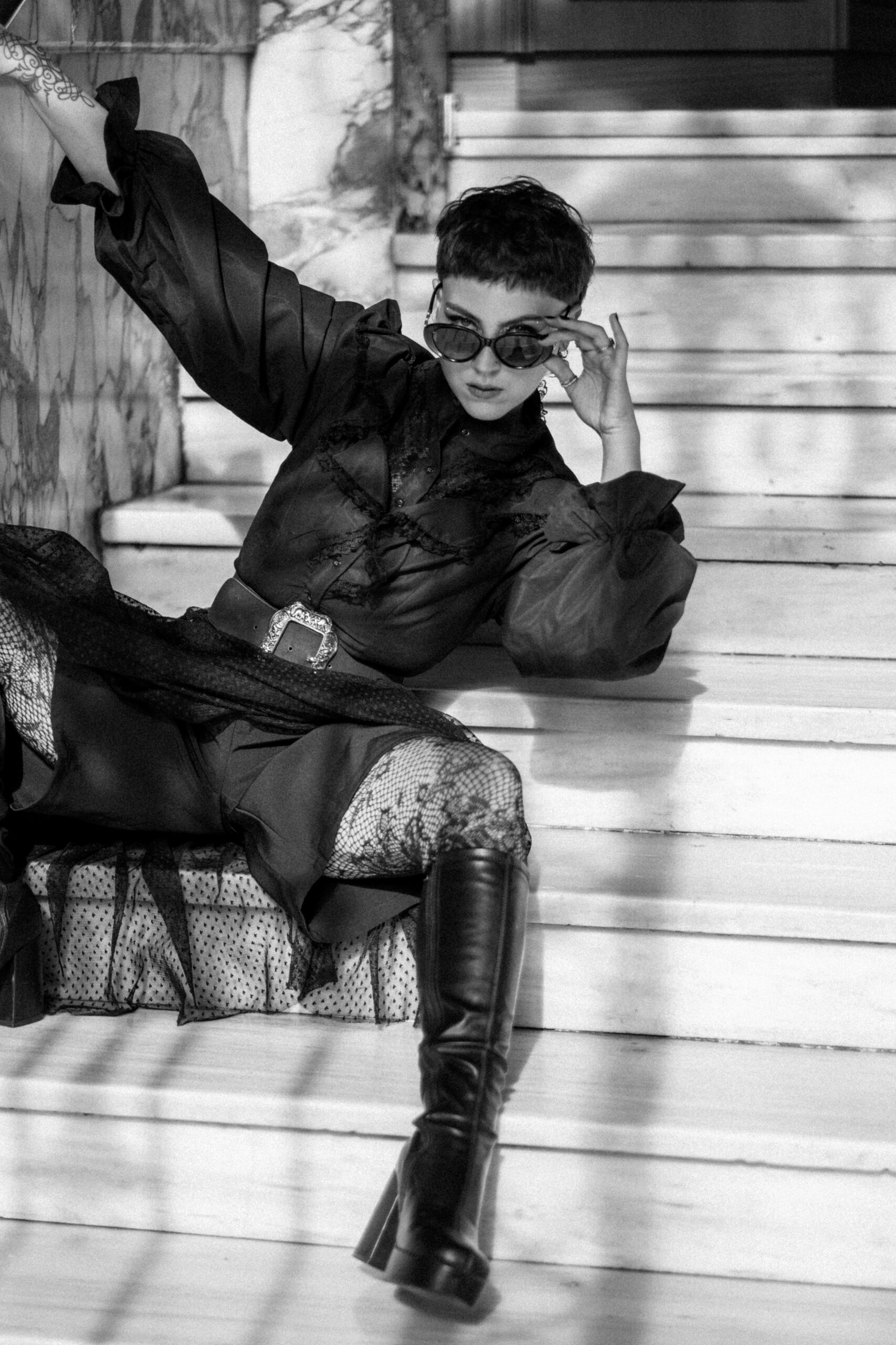 Fashion model photoshoot outdoors