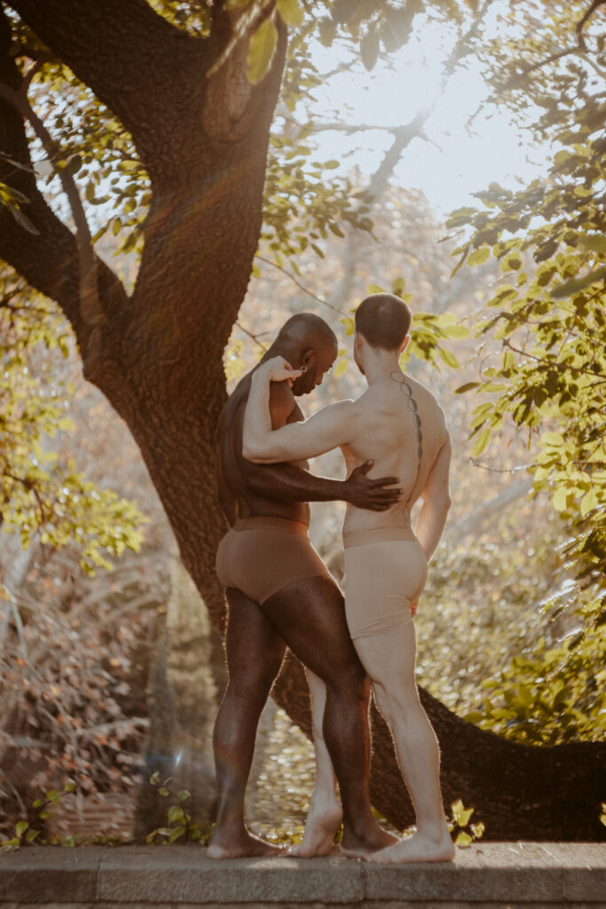 Male lingerie photoshoot in nature