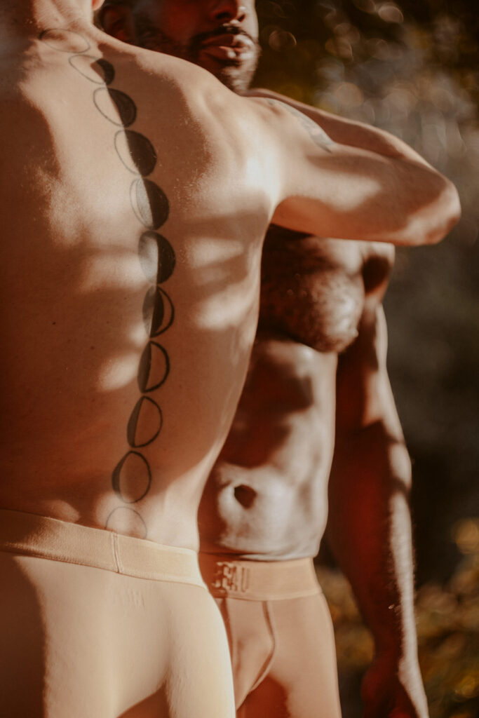 Male lingerie photoshoot in nature