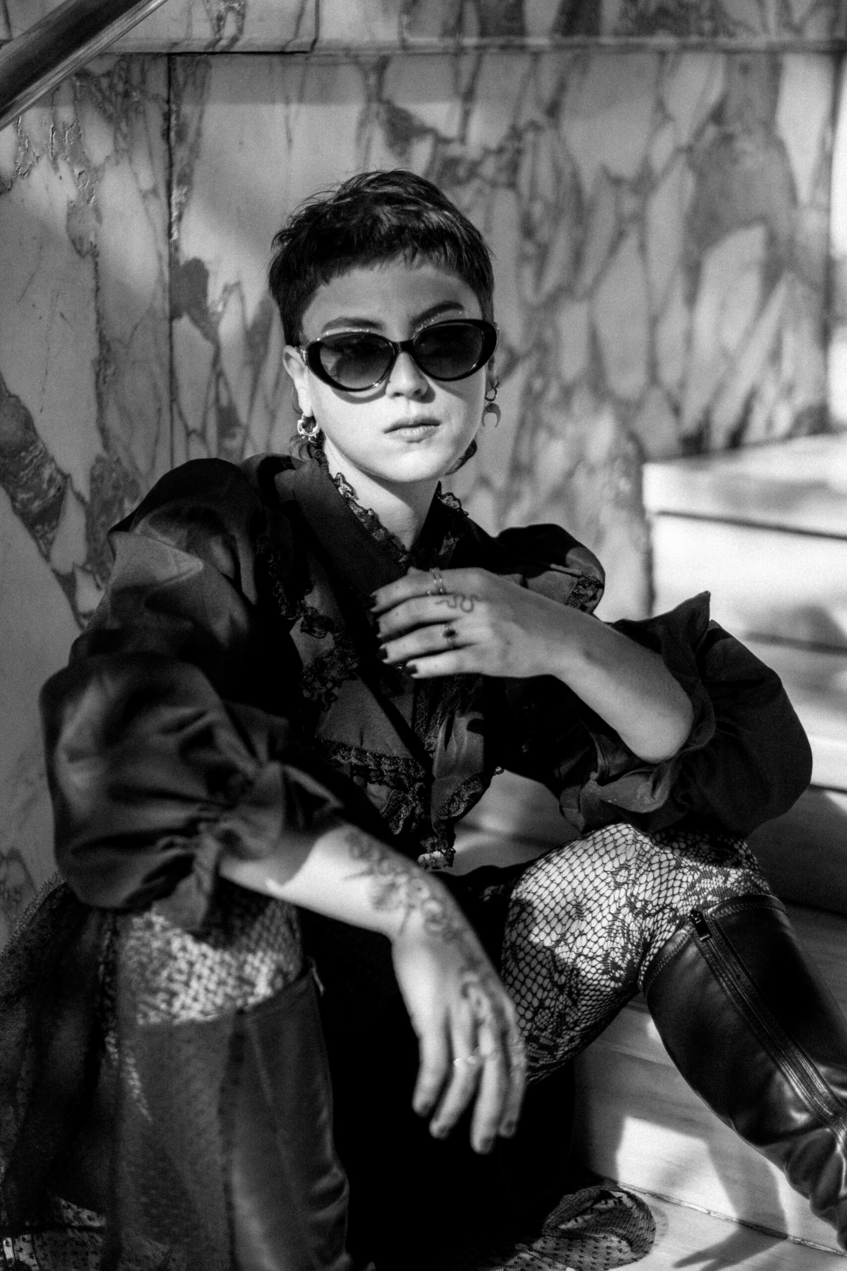 Fashion model photoshoot outdoors