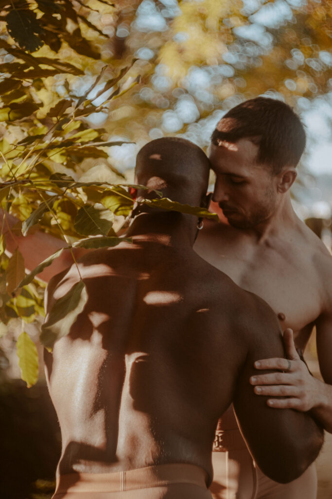 Male lingerie photoshoot in nature