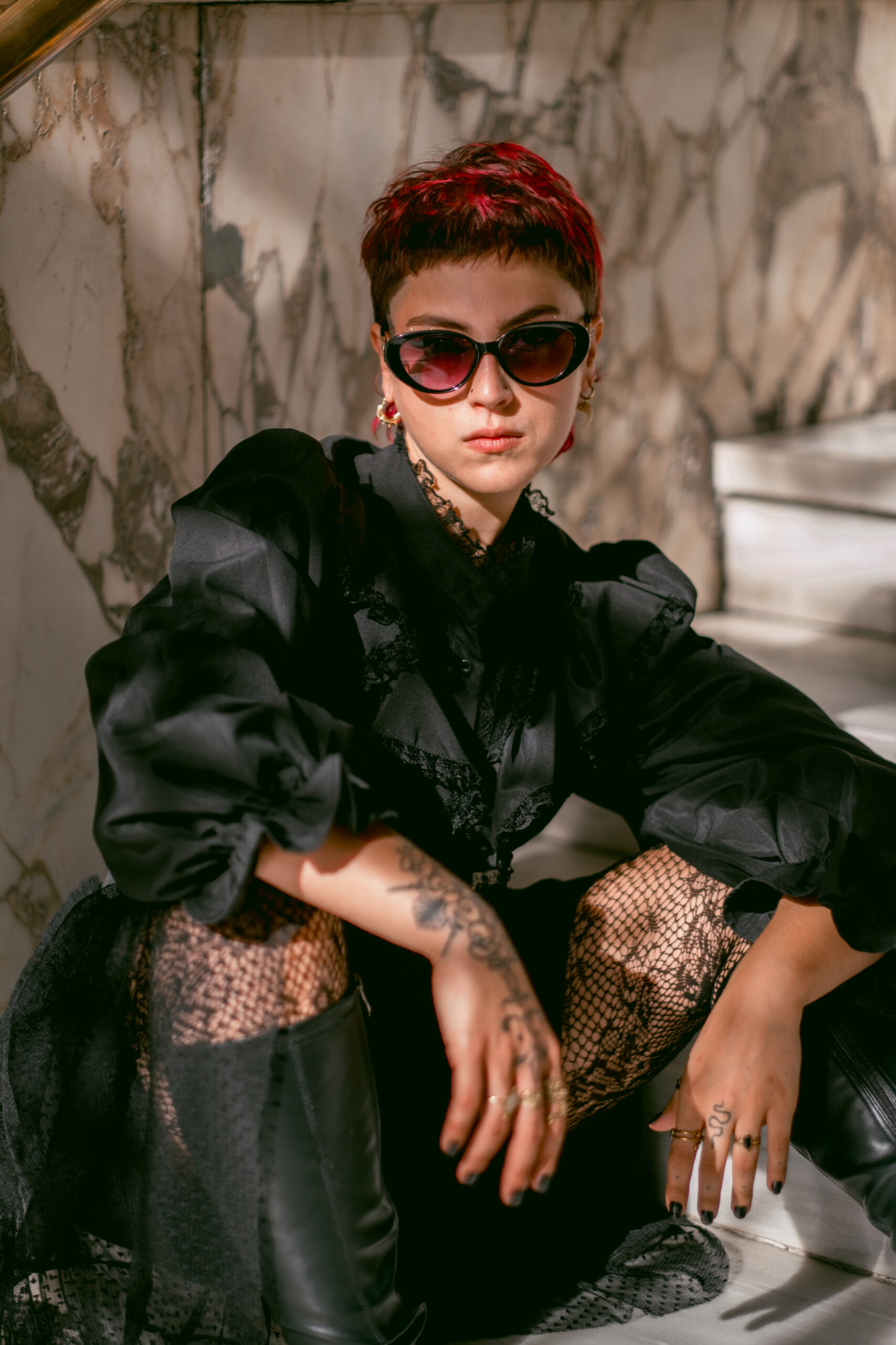 Fashion model photoshoot outdoors