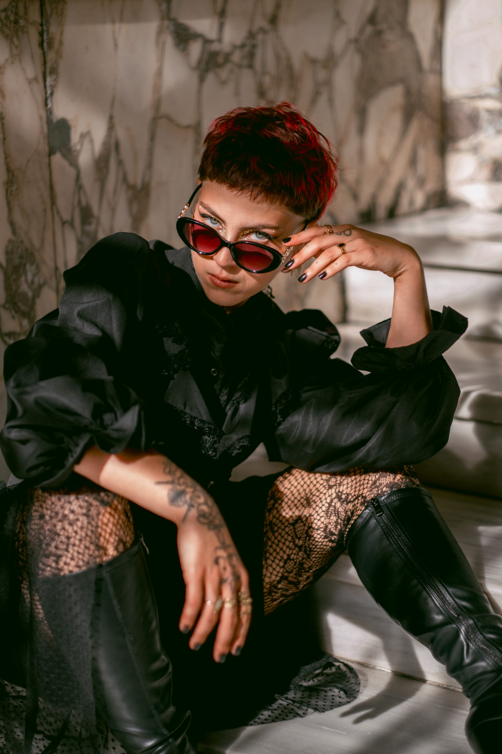 Fashion model photoshoot outdoors